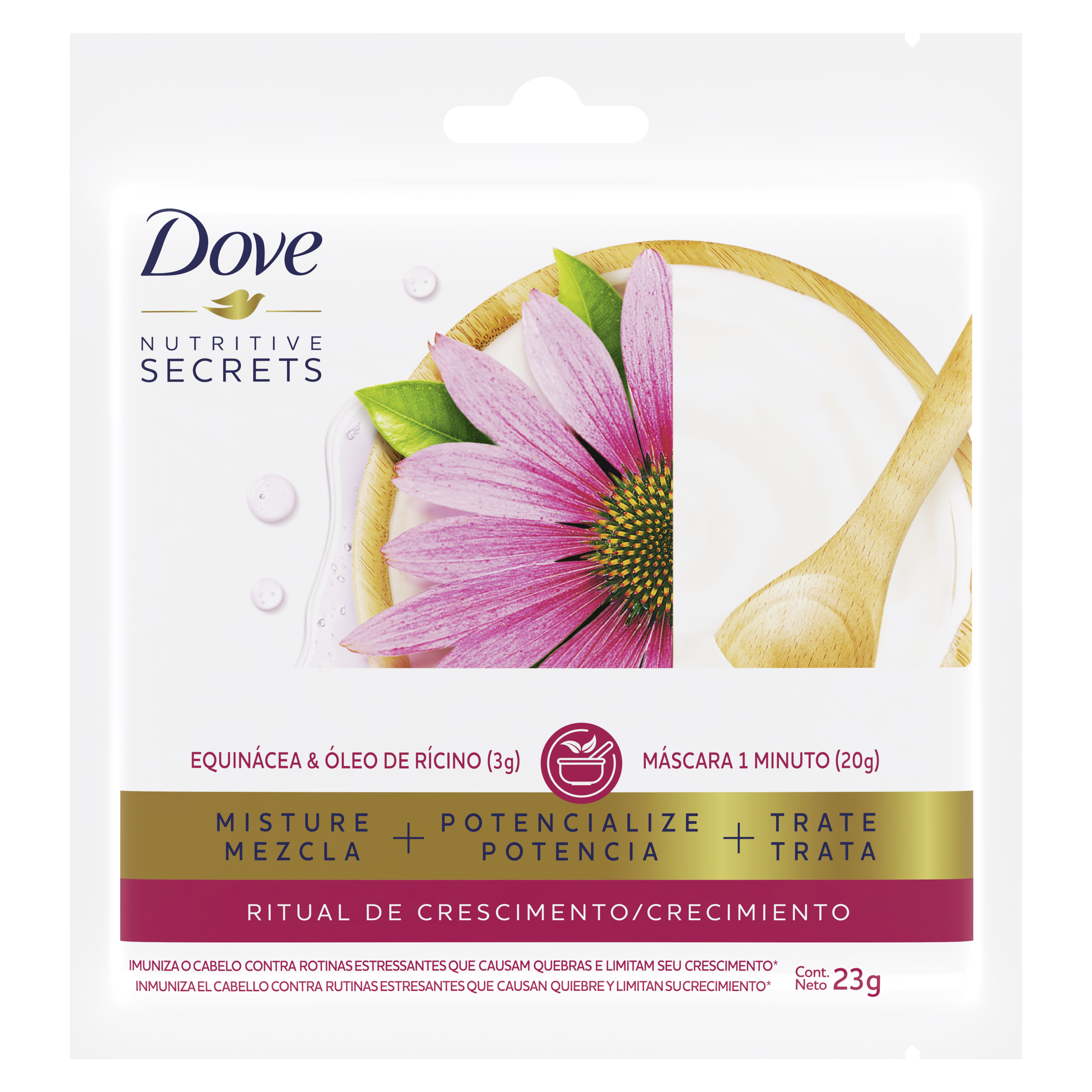 Sachet Dove Shock Nutritivo 1 Minuto equinácea y ricino