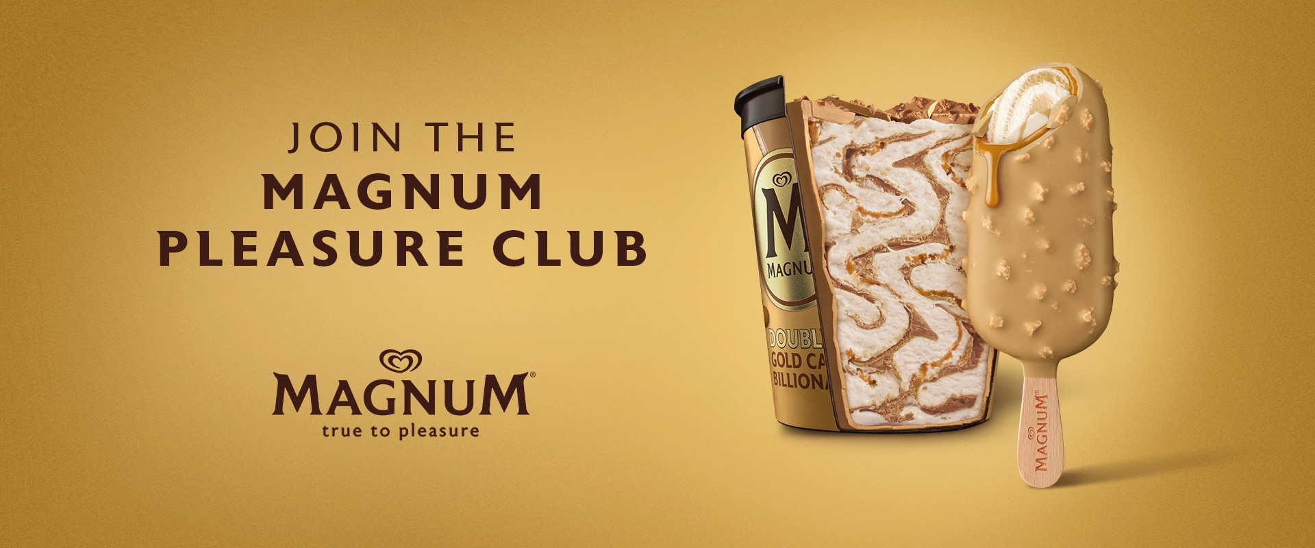 Join the Magnum Pleasure Club - Magnum Billionaire ice cream stick and tub