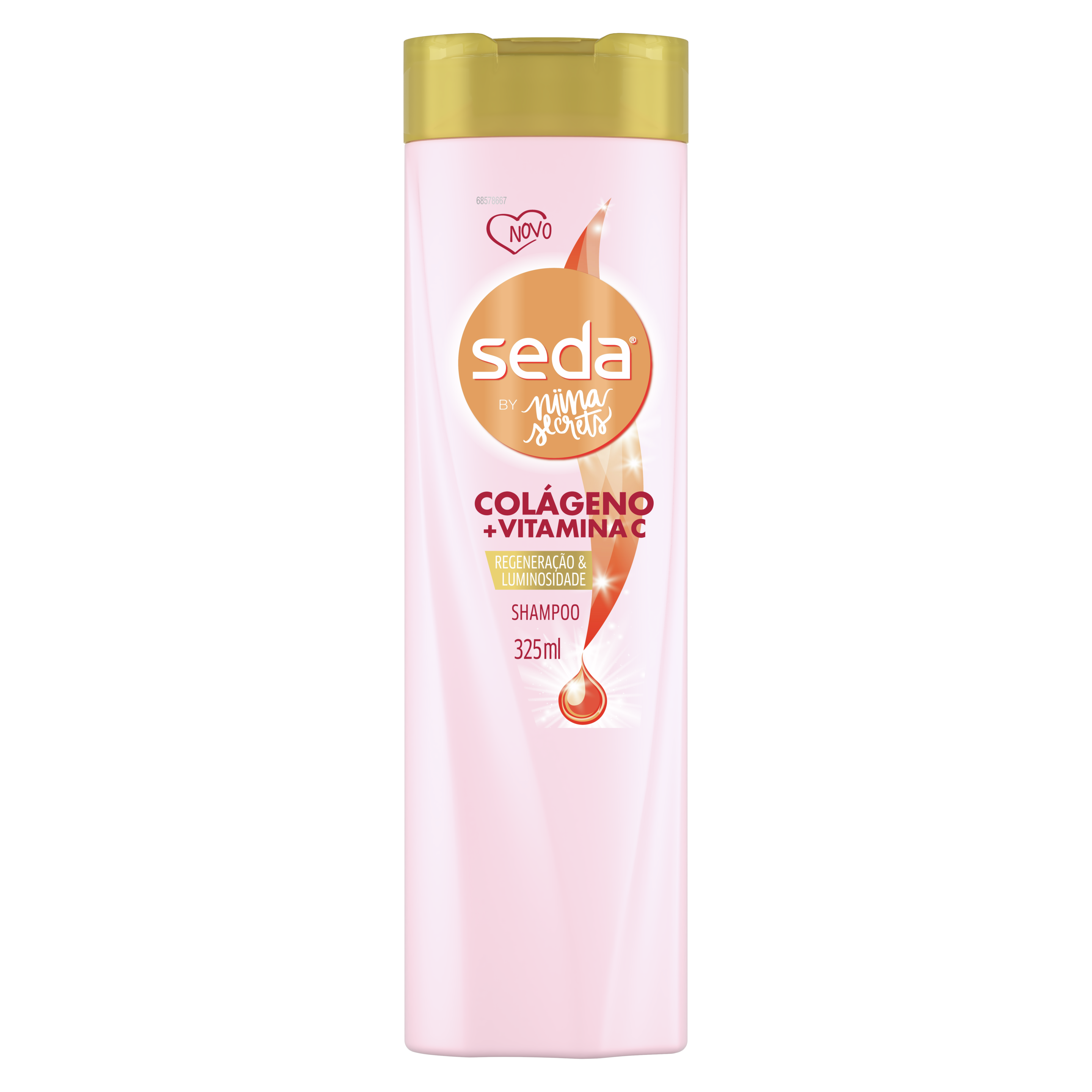 Uma imagem frontal da embalagem de Shampoo Seda By Niina Secrets Colágeno e Vitamina C 325ml