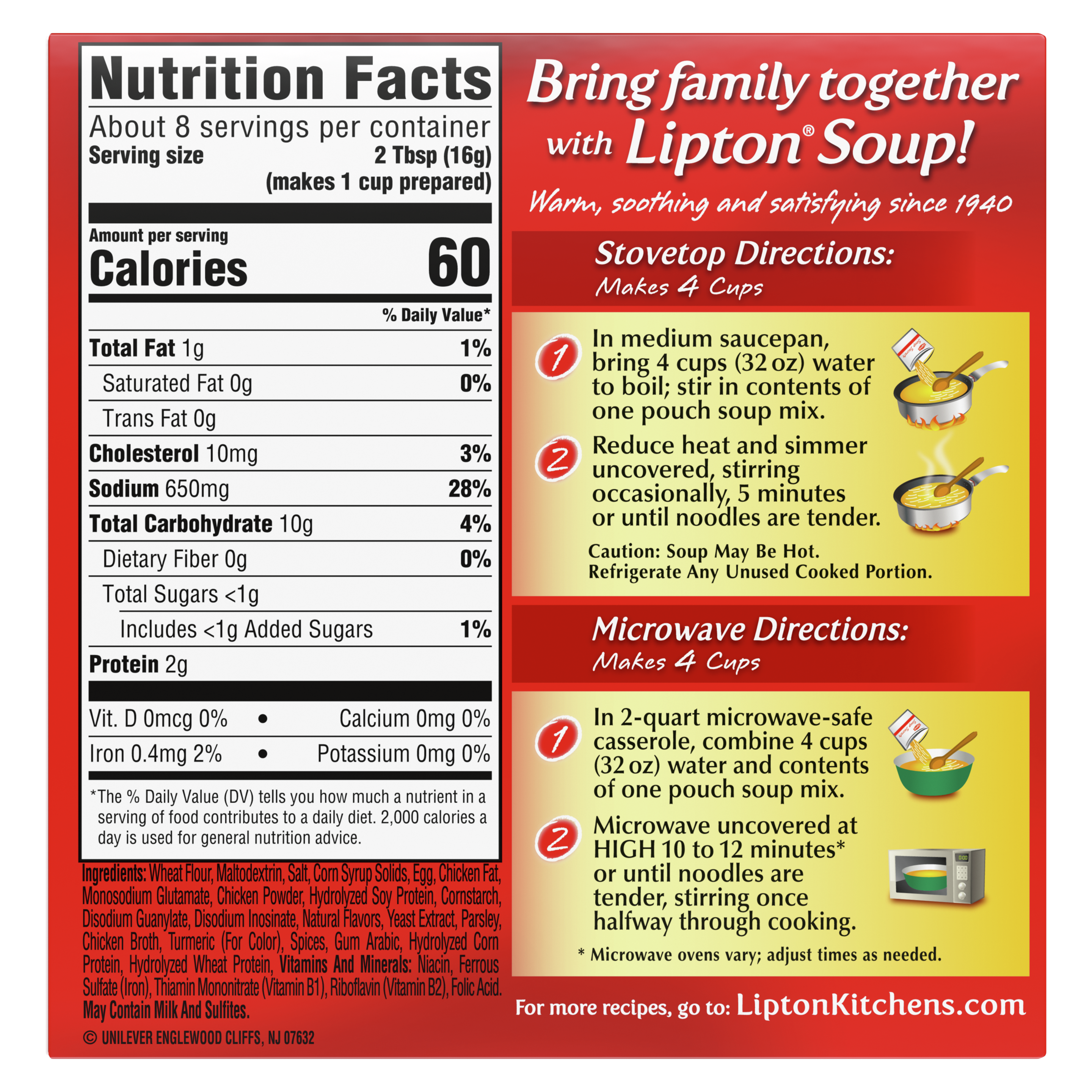 Lipton Noodle Soup Chicken Flavor Soup Mix