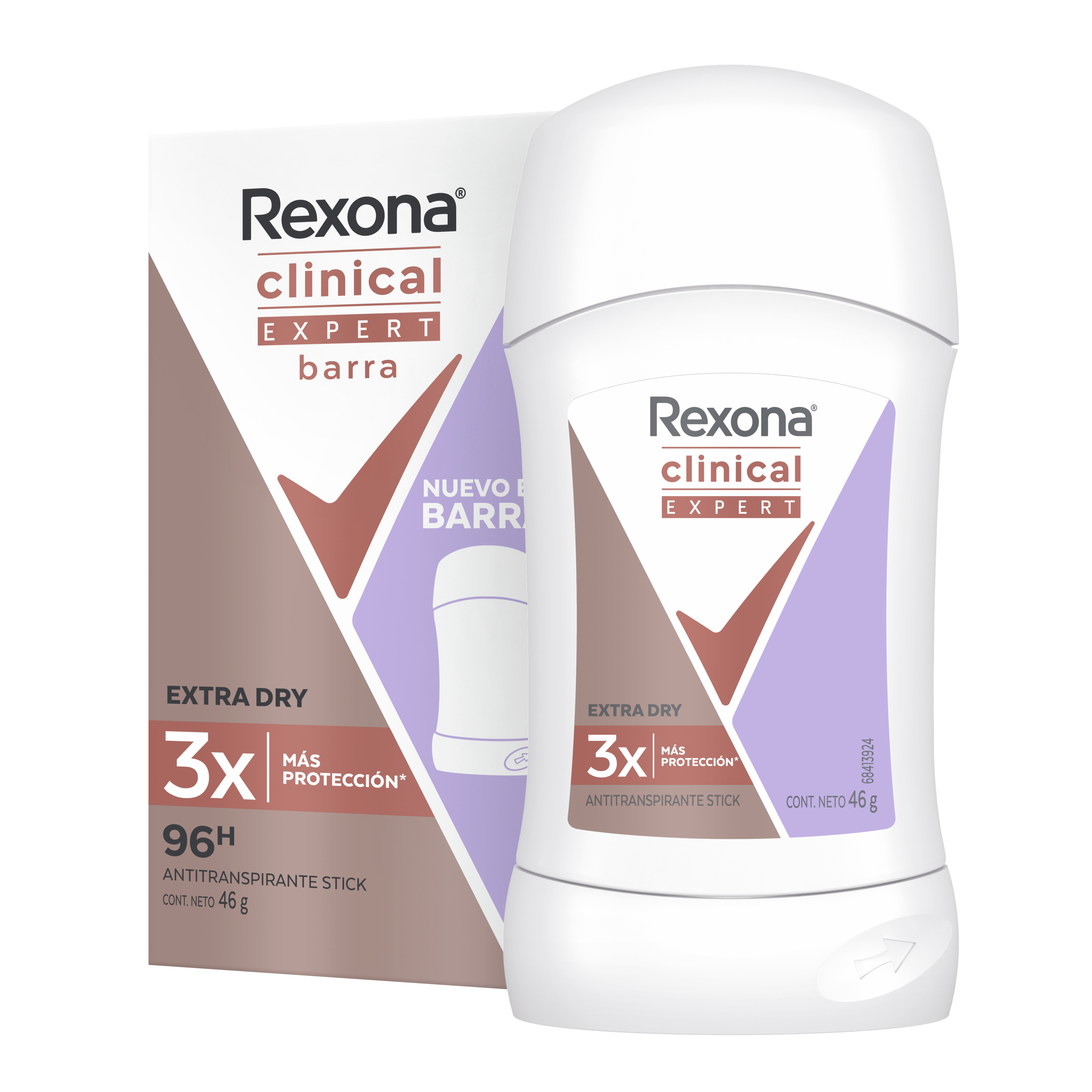 Antitranspirante Rexona® Clinical Expert Extra Dry Barra 46g para mujer