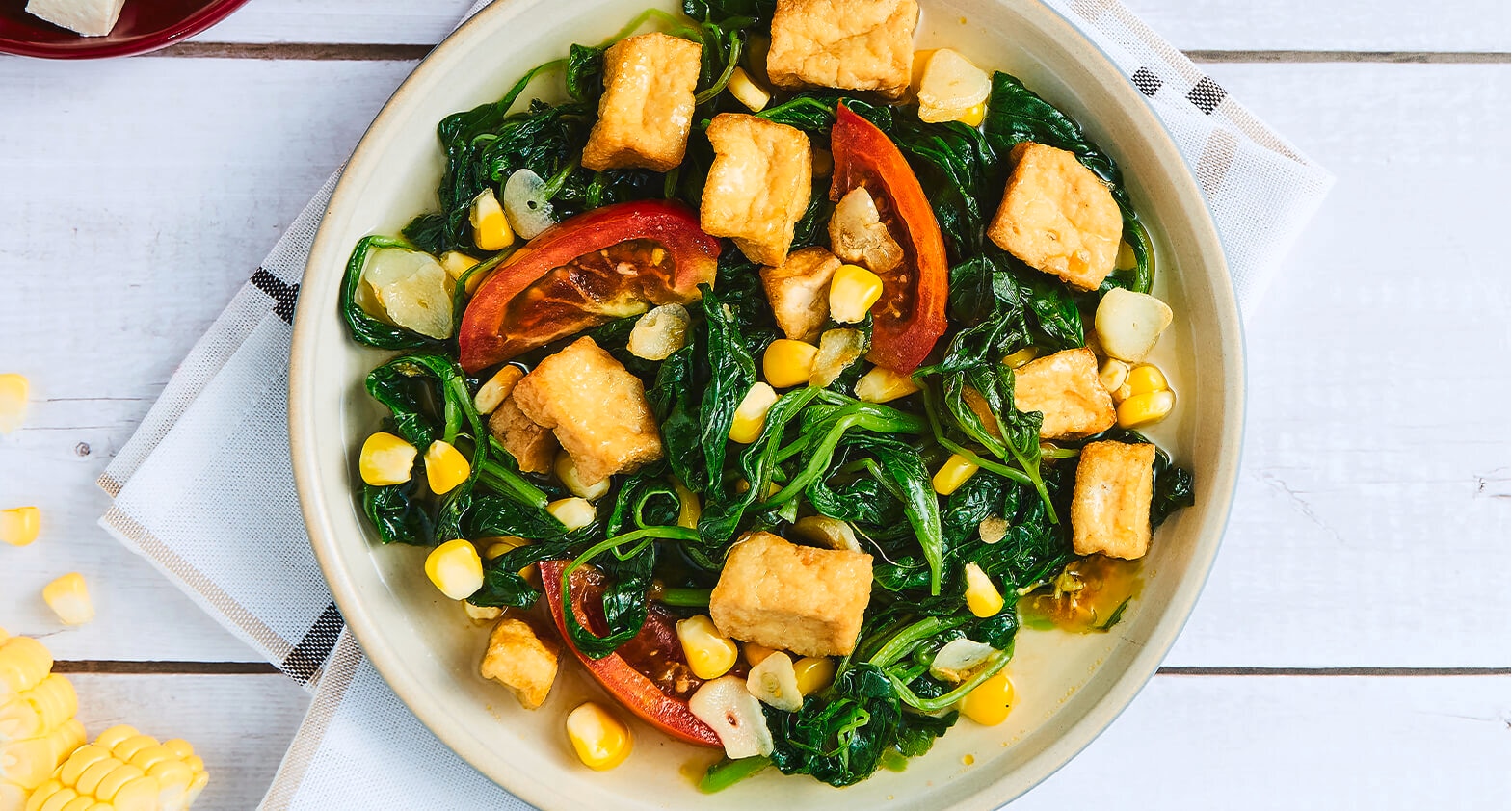 tumis bayam tahu jagung