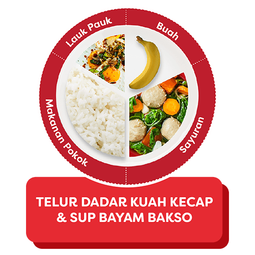 Telur Ceplok Kuah Kecap & Sup Bayam Bakso