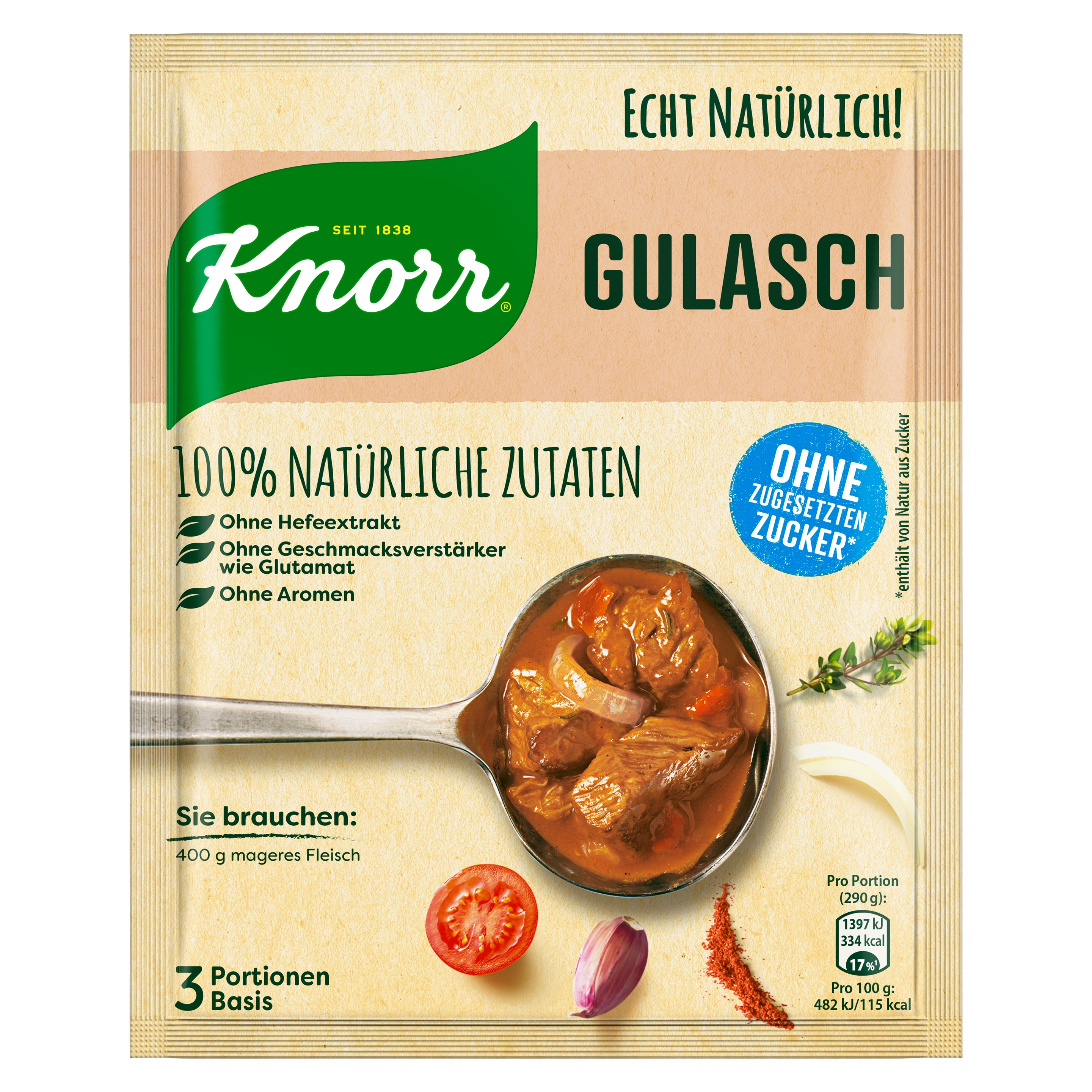 Knorr Echt Natürlich Gulasch  3 Portionen packshot