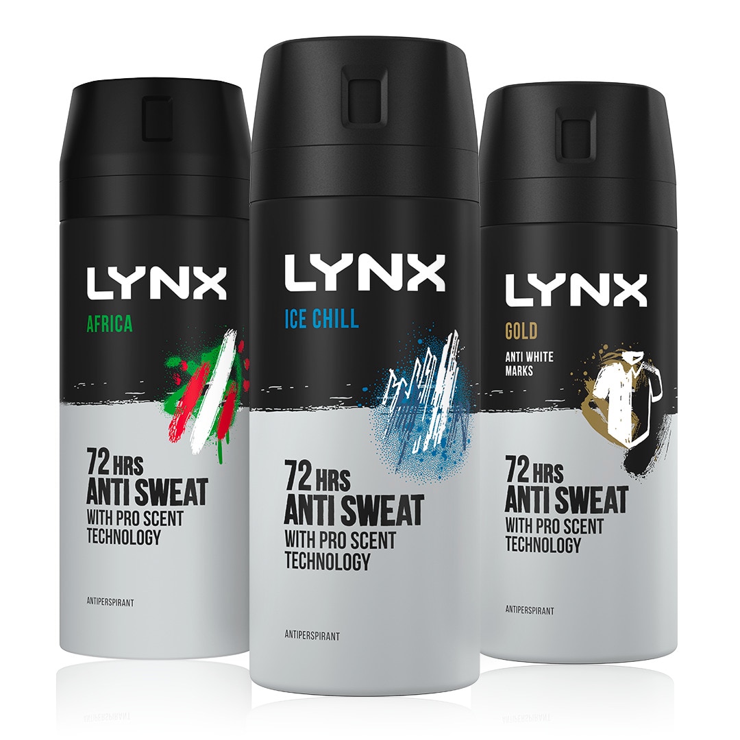 A selection of Lynx antiperspirant and deodorant.
