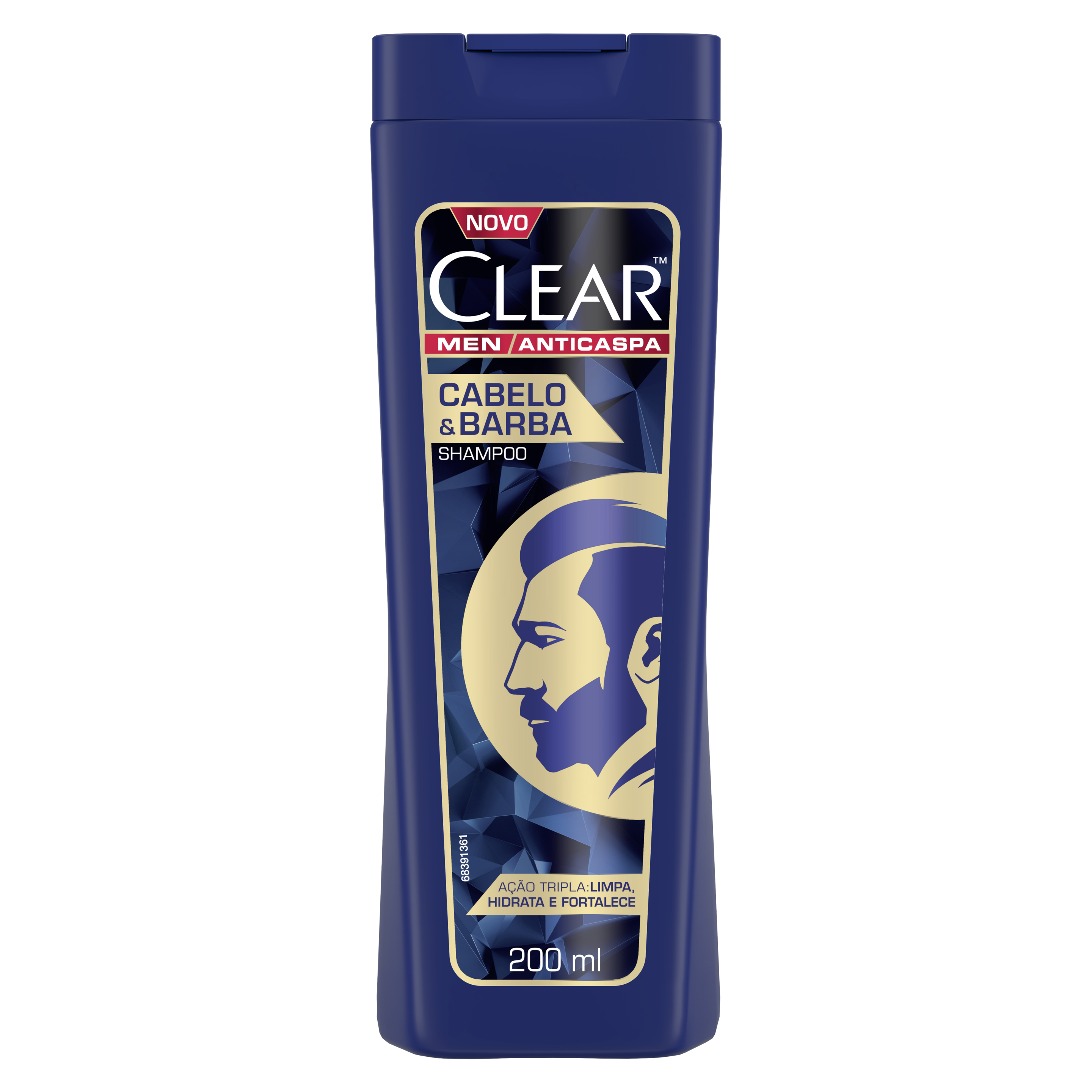 imagem de frente embalagem Shampo Anticaspa Clear Men Cabelo Barba 200ML