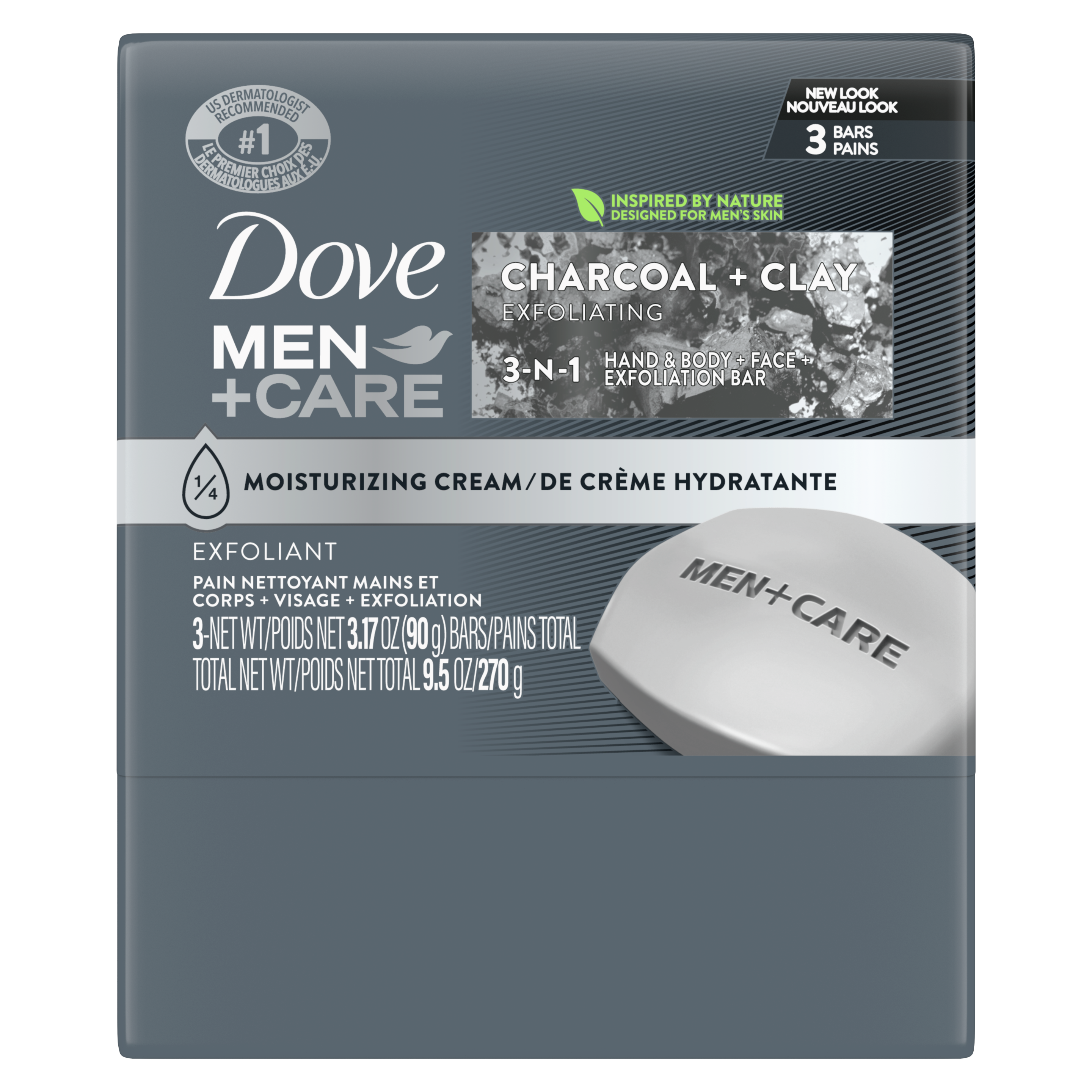 Men+Care Charcoal + Clay 3-n-1 Hand and Body + Face + Shave Bar