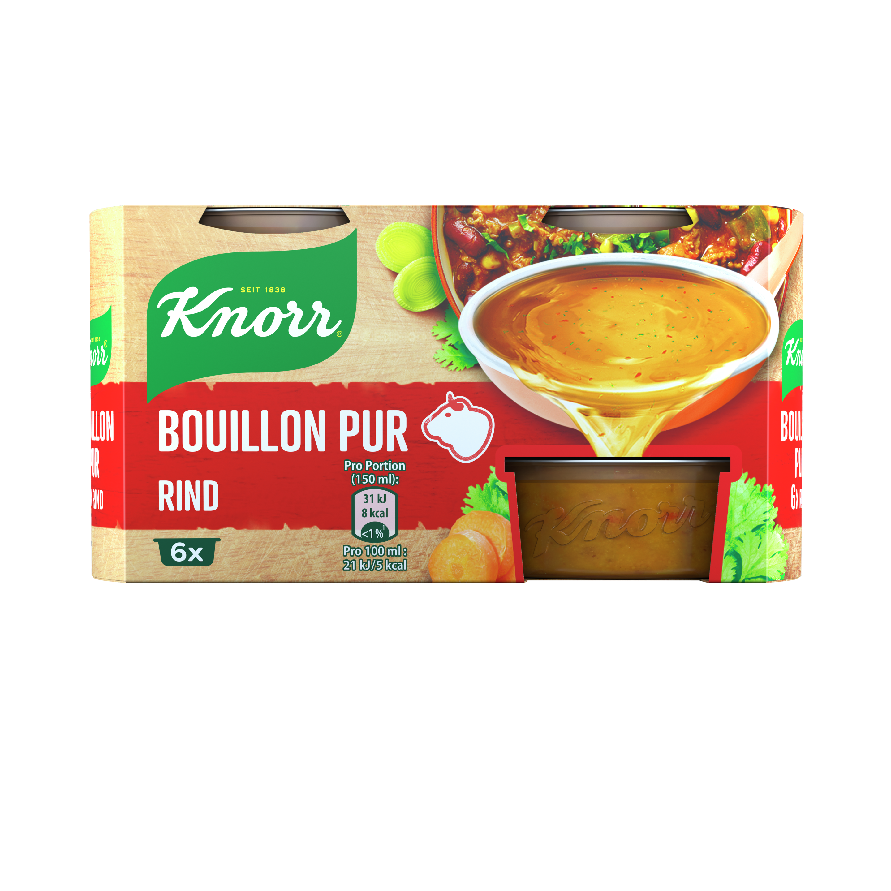 Knorr Bouillon Pur Rind 6er 3L Töpfchen