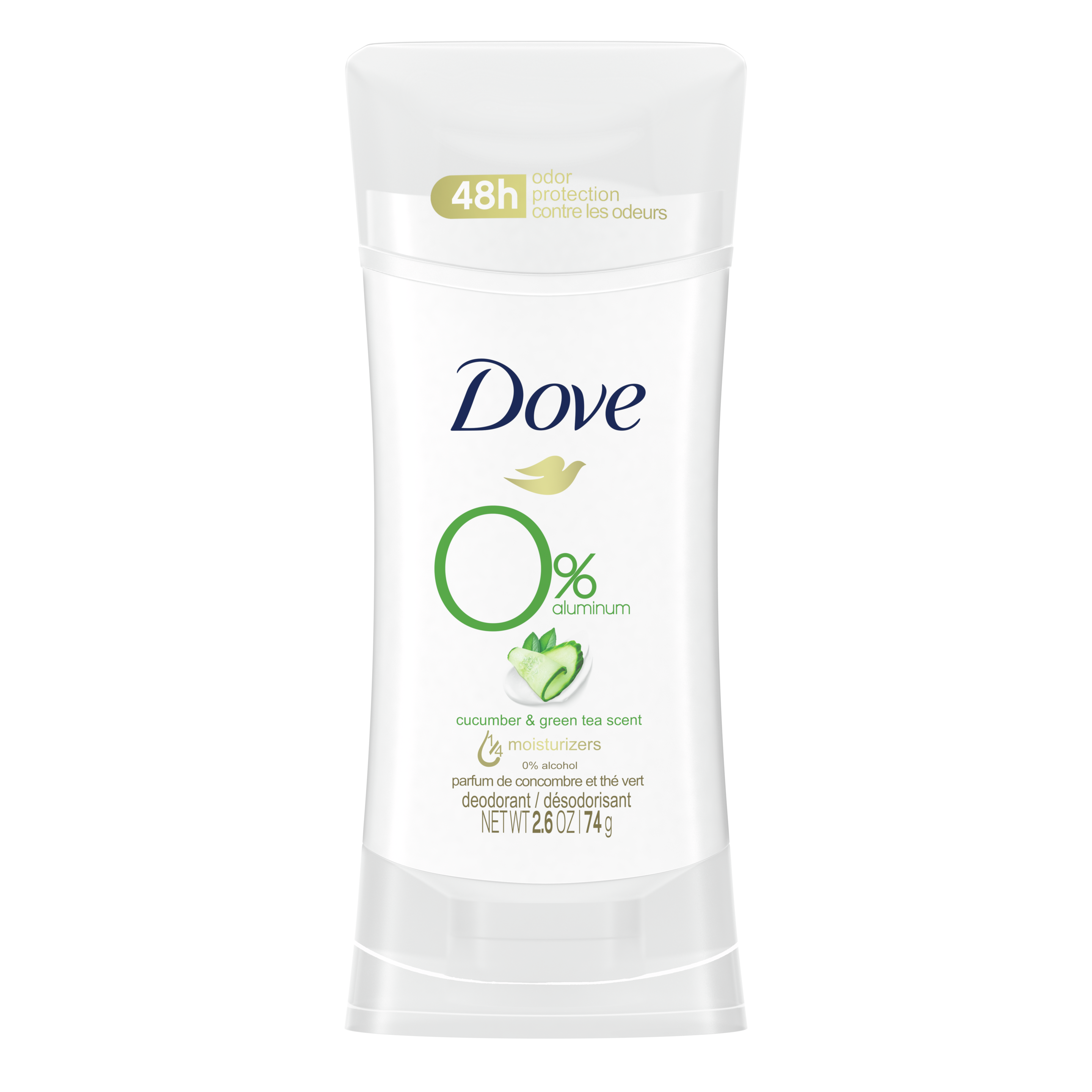 Dove 0% Aluminum Deodorant Stick Cucumber and Green Tea 2.6oz