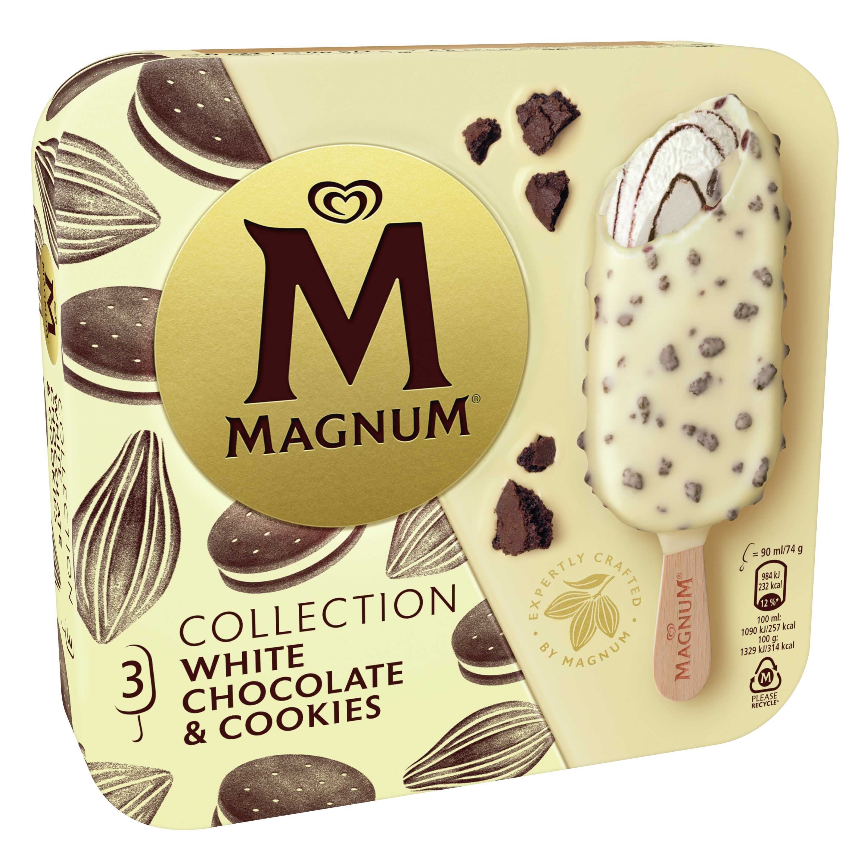Magnum White Chocolate & Cookies x 3