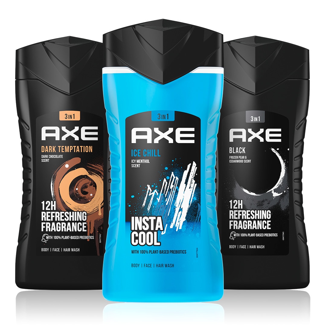Eine Auswahl der Axe Body Washes.
