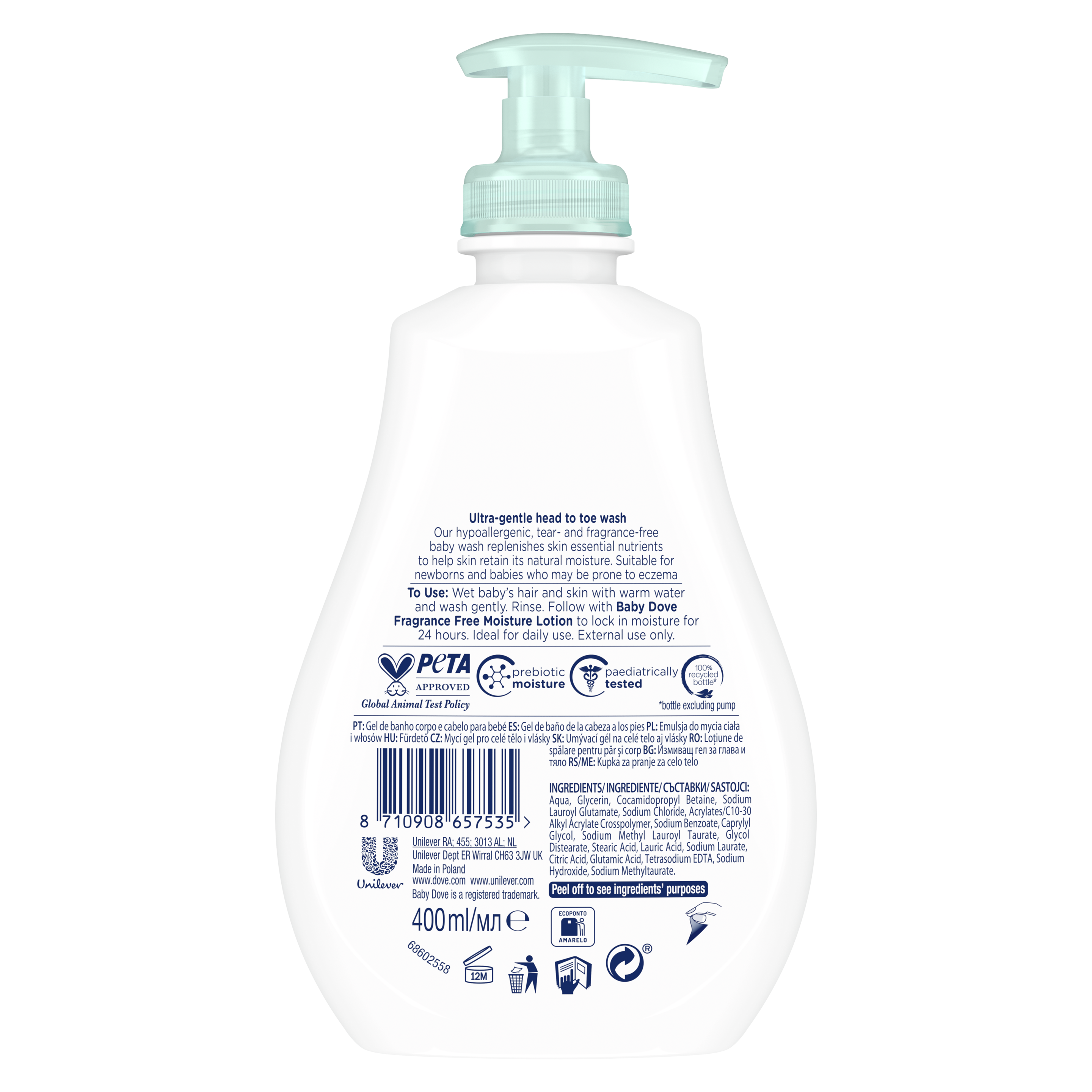 Gel de Banho da cabeça aos pés Sem Fragrância