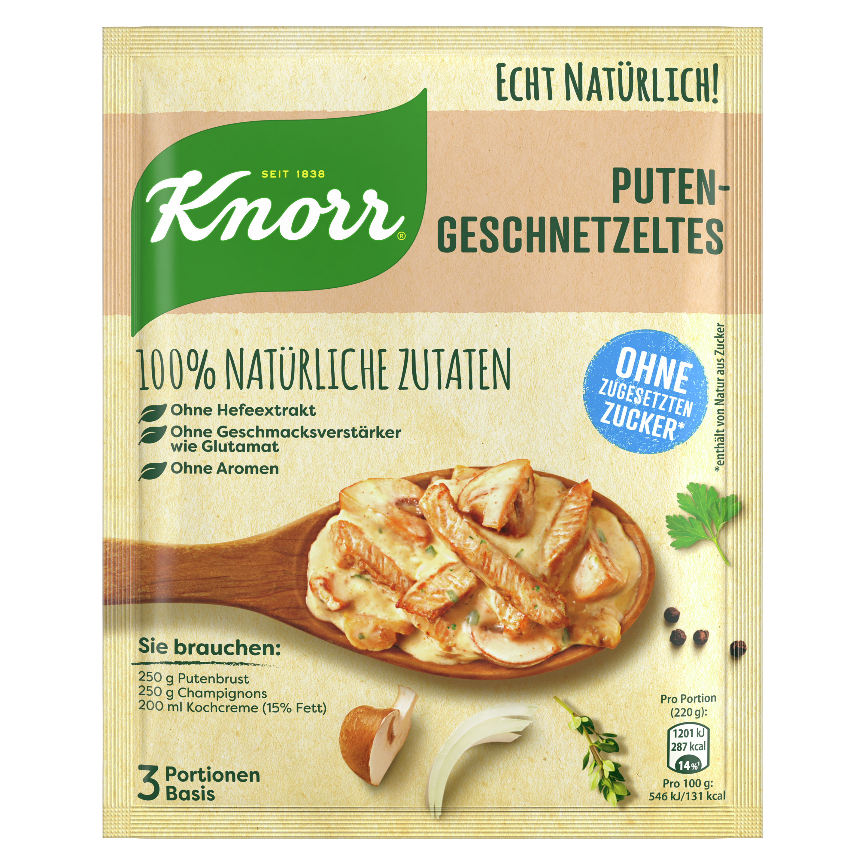 Knorr Echt Natürlich Putengeschnetzeltes 3 Portionen