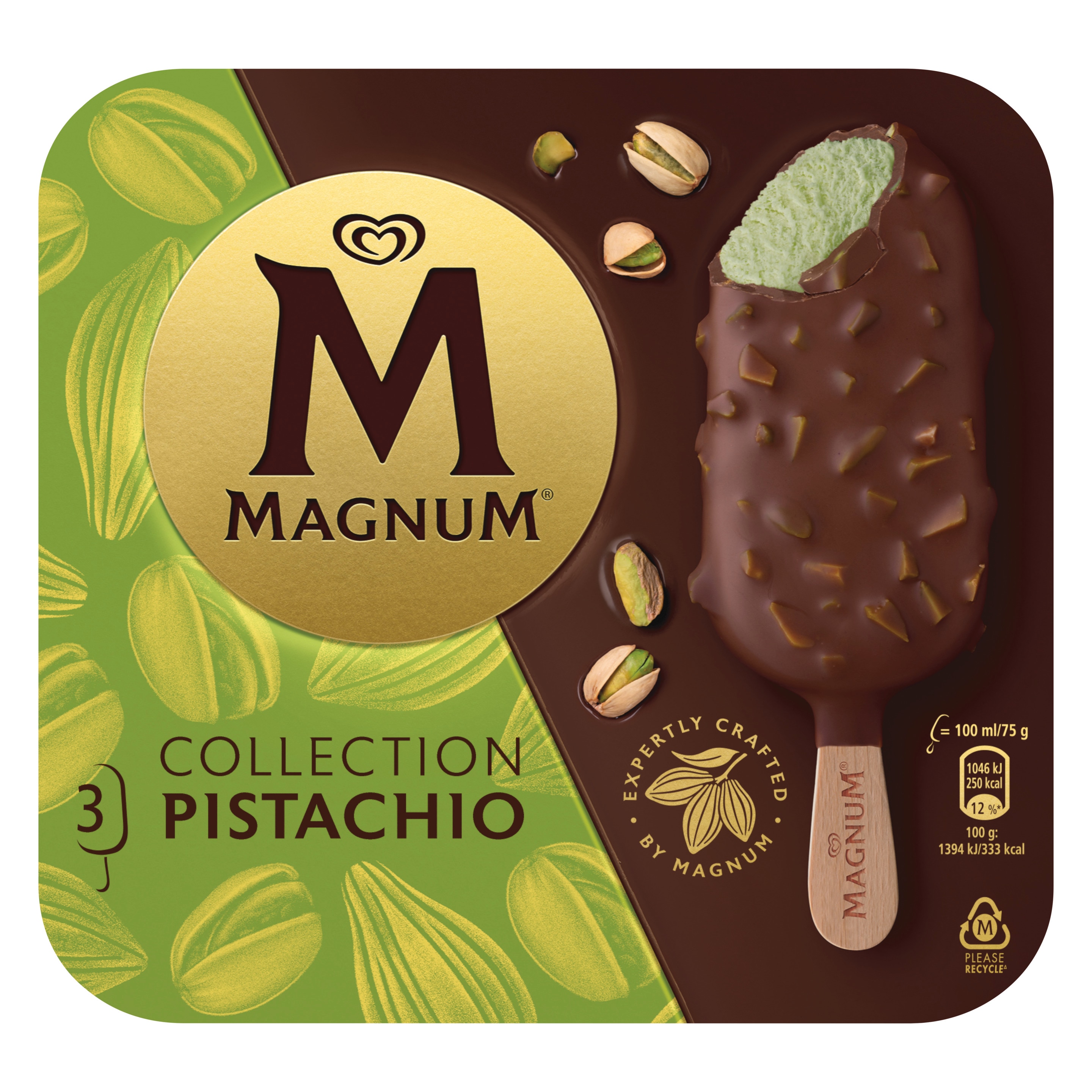 Magnum Collection Pistachio Ice Cream 3 x 100ml Front