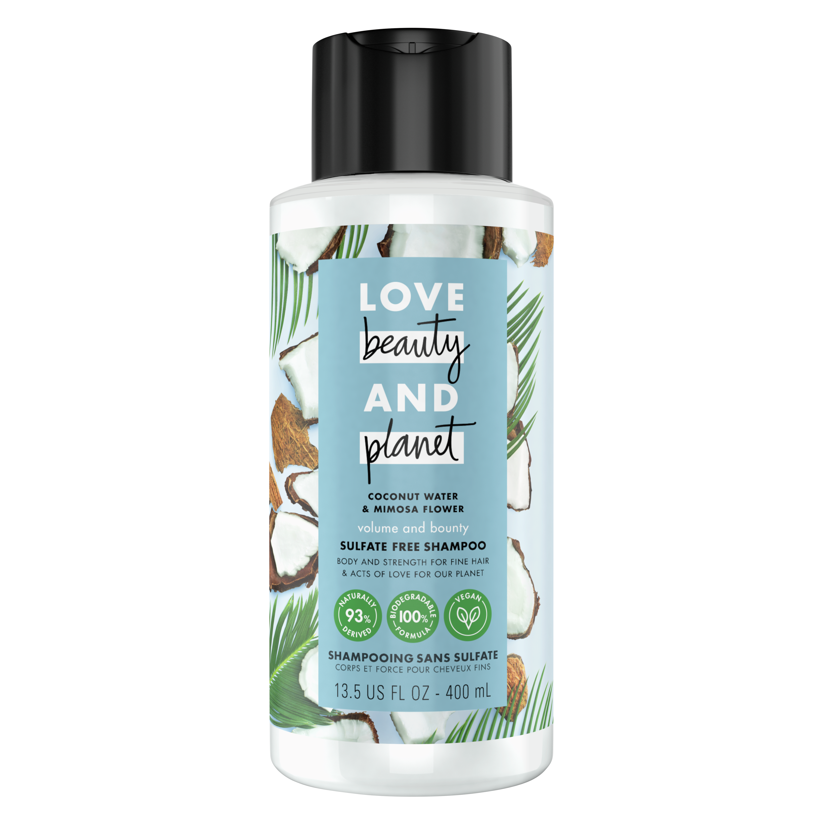 sulfate-free coconut water & mimosa flower | Love Beauty and Planet