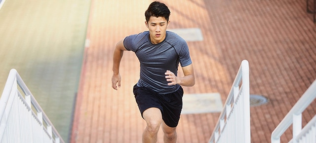 Athlete running a track