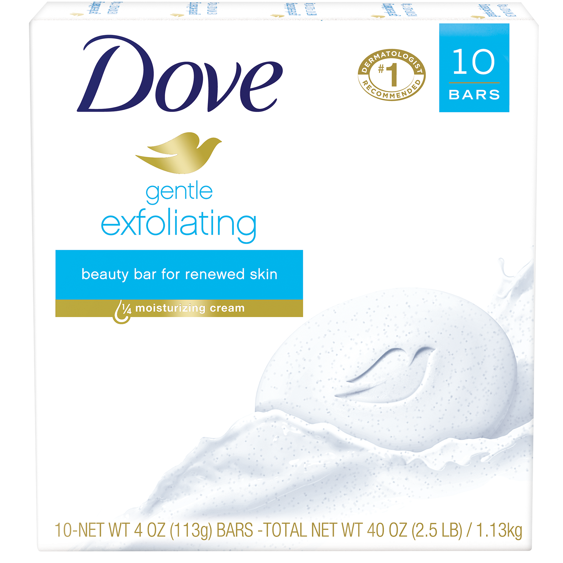Dove Gentle Exfoliating Beauty Bar 4 oz 10 Bar