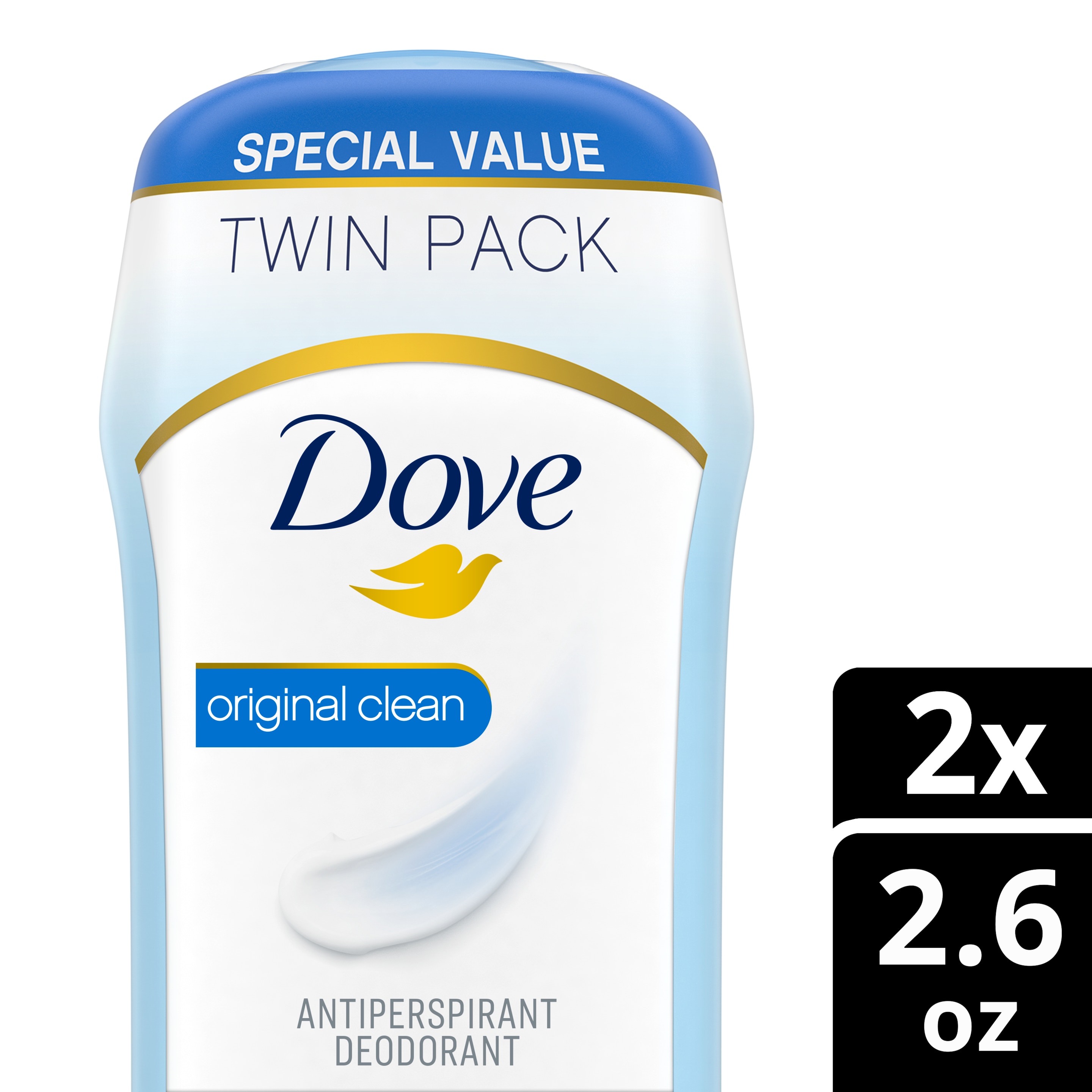 Dove Invisible Solid Antiperspirant Original Clean 2-2.6 oz