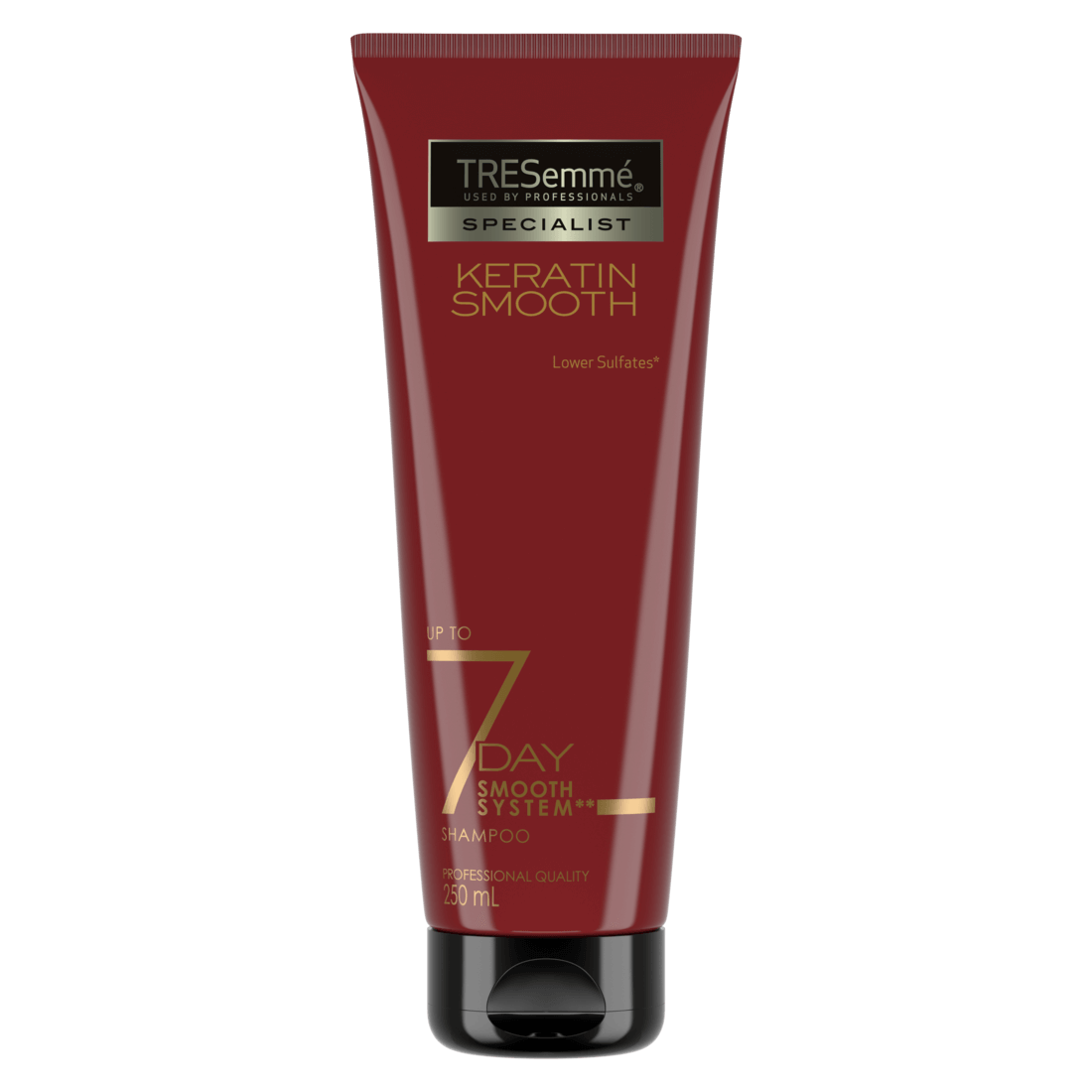 A 250ml bottle of TRESemmé 7 Day Smooth Shampoo front of pack image