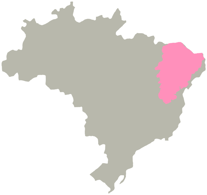 Mapa do Brasil com a região da Caatinga em destaque