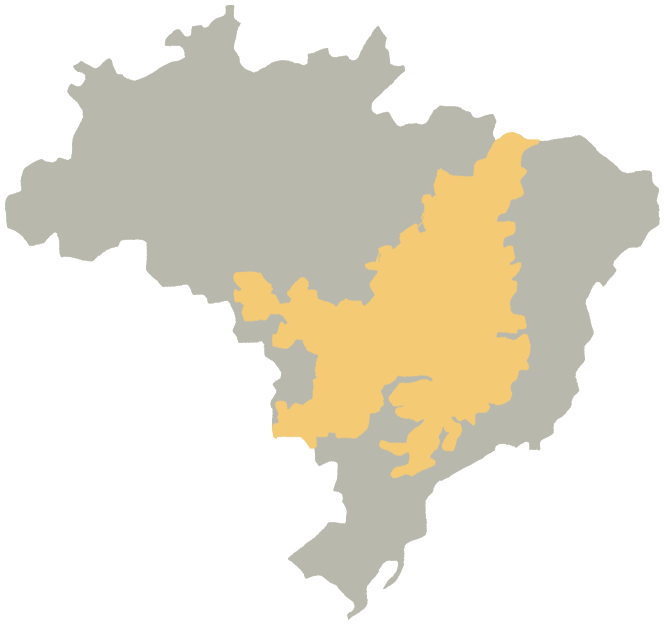 Mapa do Brasil com a região do Cerrado em destaque