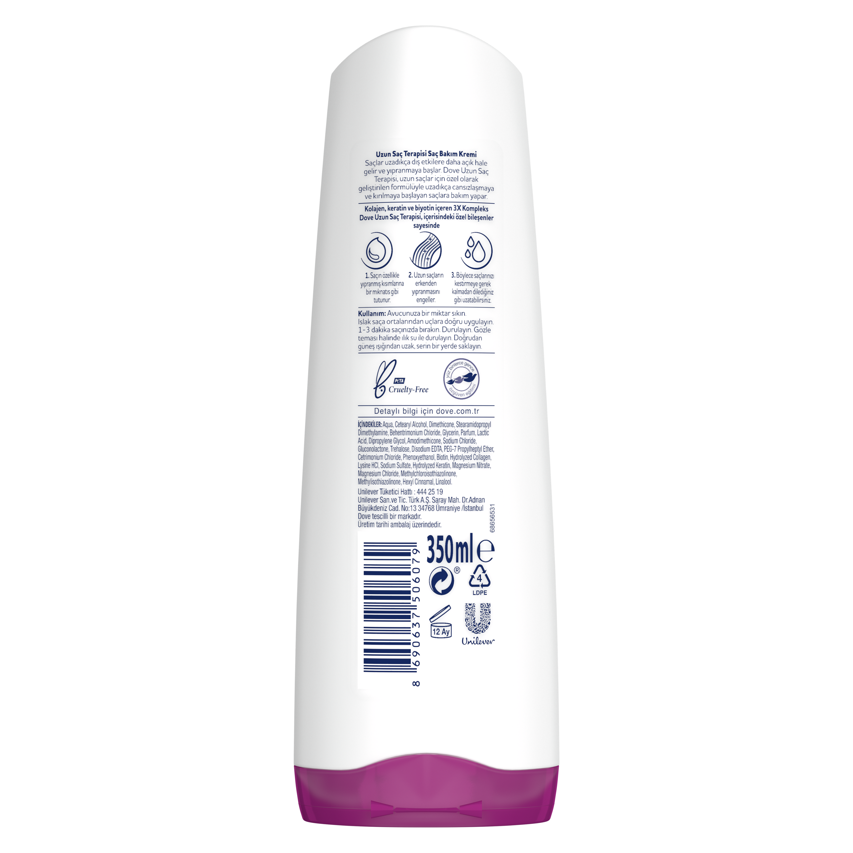 Dove  Saç Bakım Kremi  Uzun Saç Terapisi Uzun Yıpranmış Saçlar İçin 350 ml