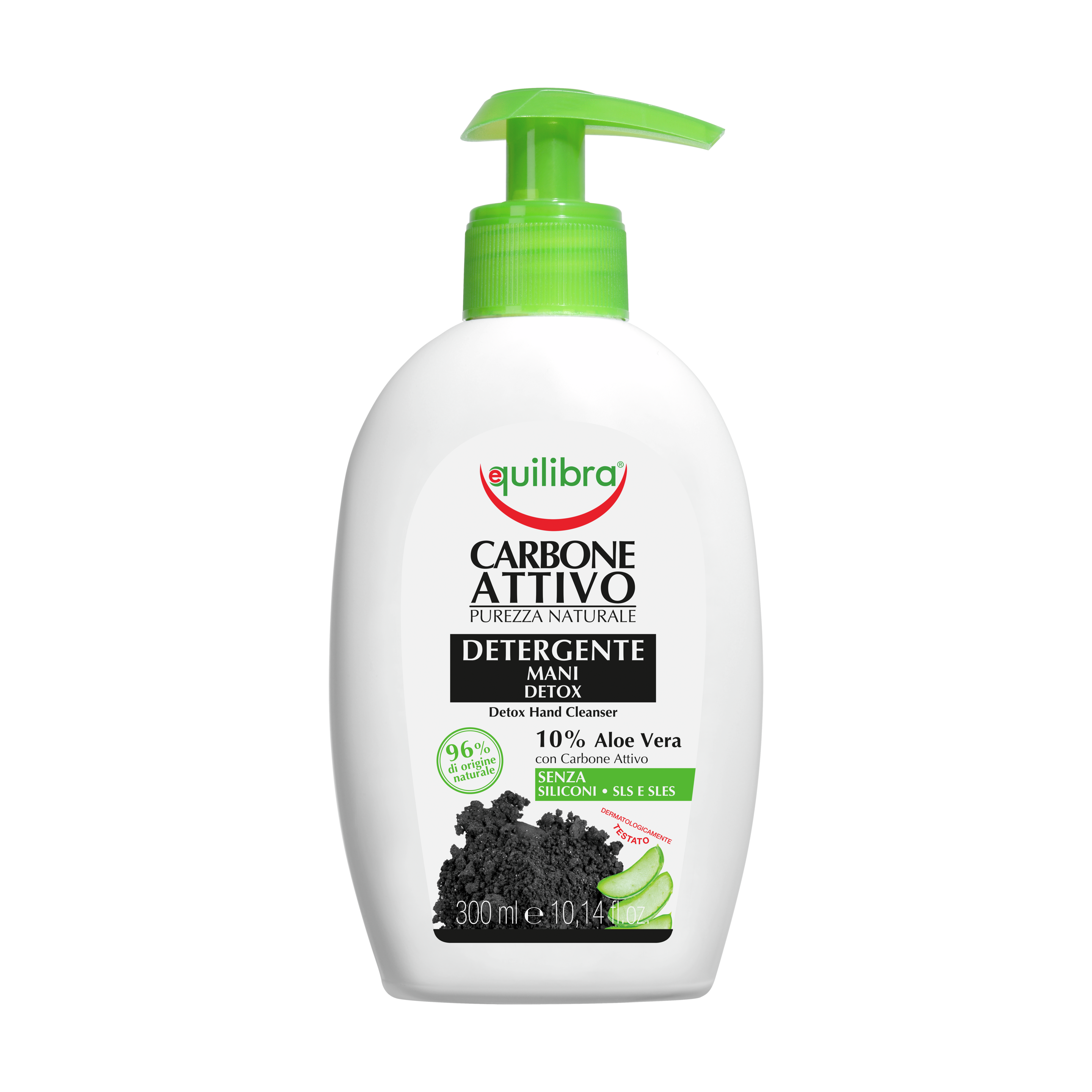 Carbone Attivo Detergente Mani Detox Equilibra<sup>®</sup> - Flacone + pompa da 300 ml