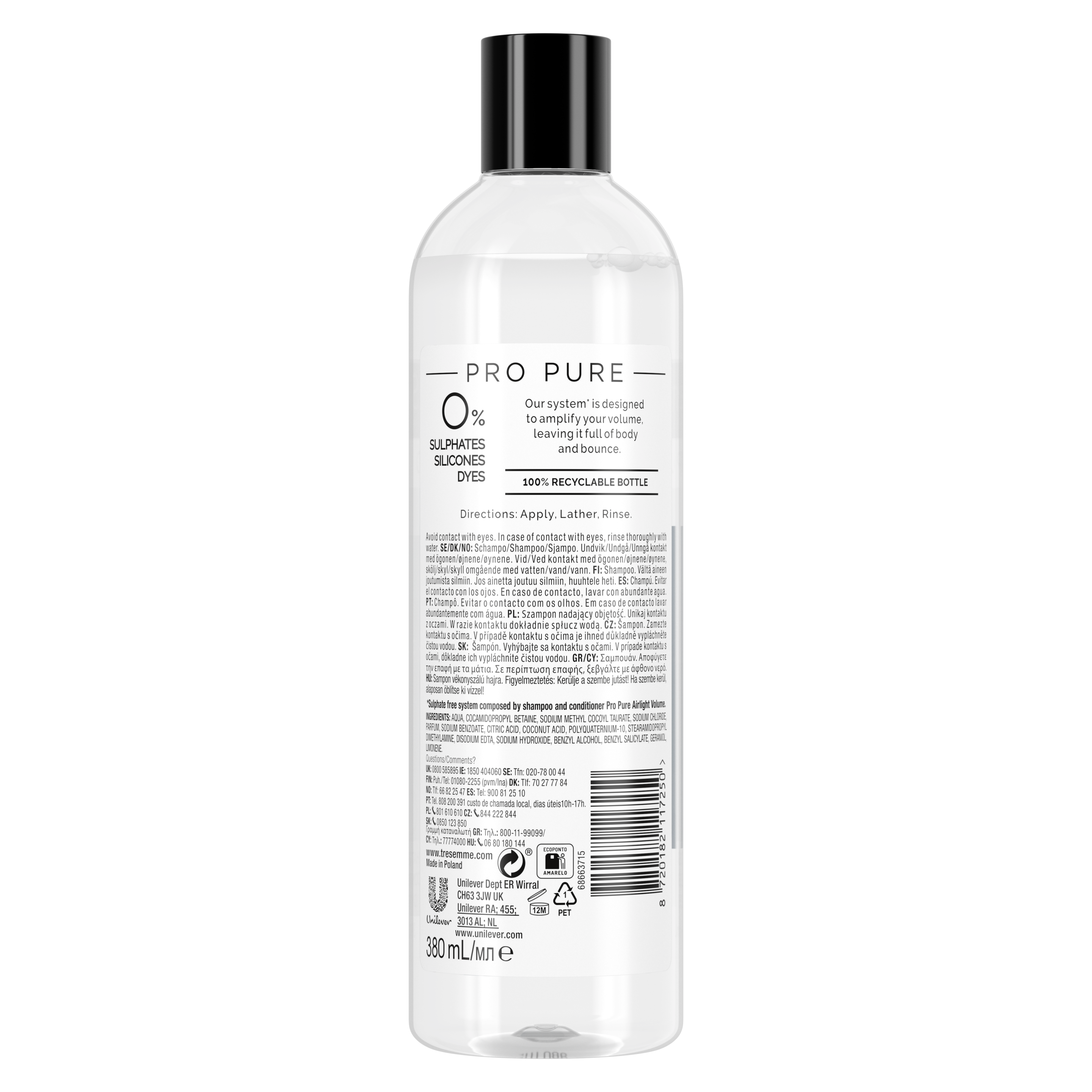 TRESemmé Pro Pure Airlight Volume šampon pro vlasy bez objemu