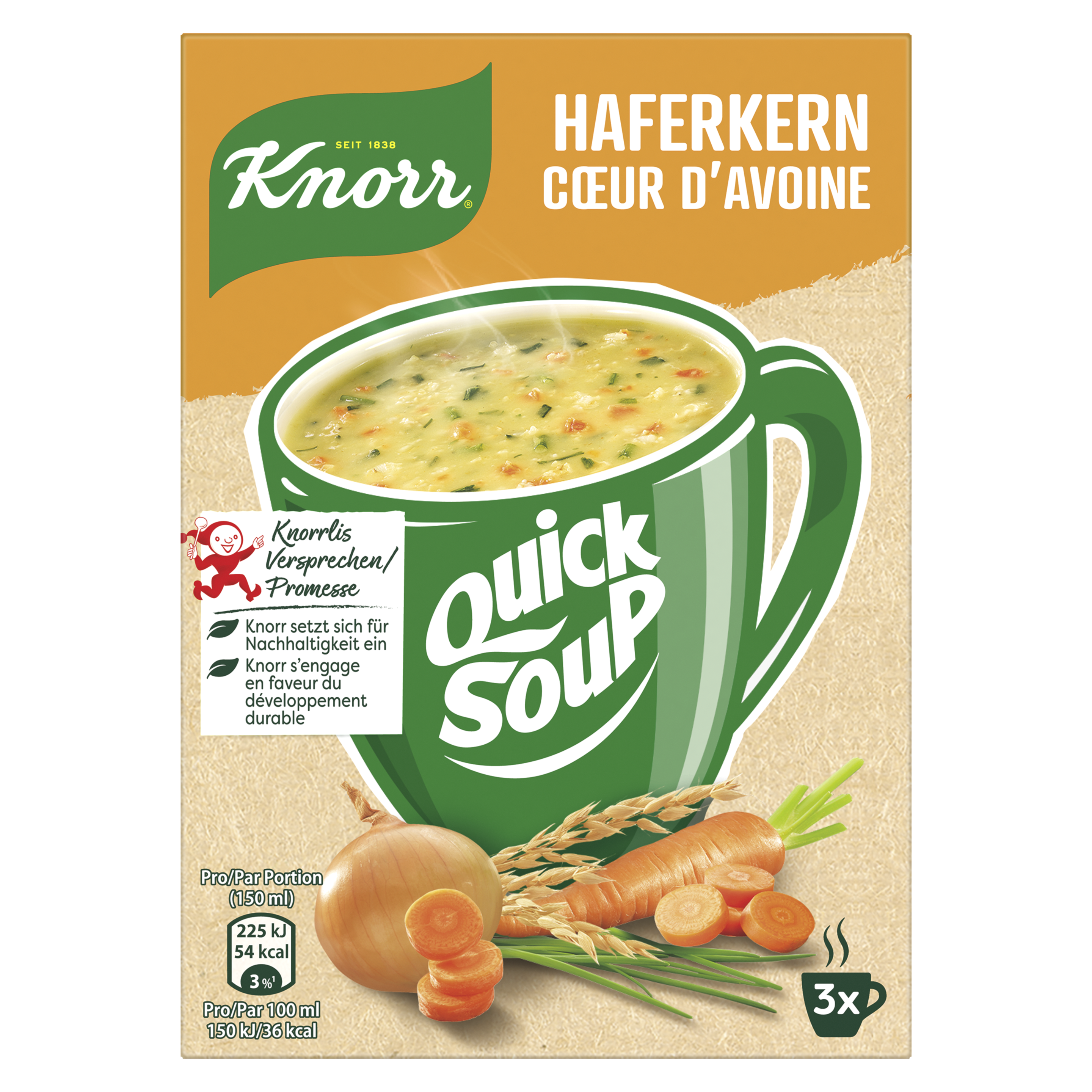 KNORR Quick Soup Haferkern Packung 3 x 1 Portion