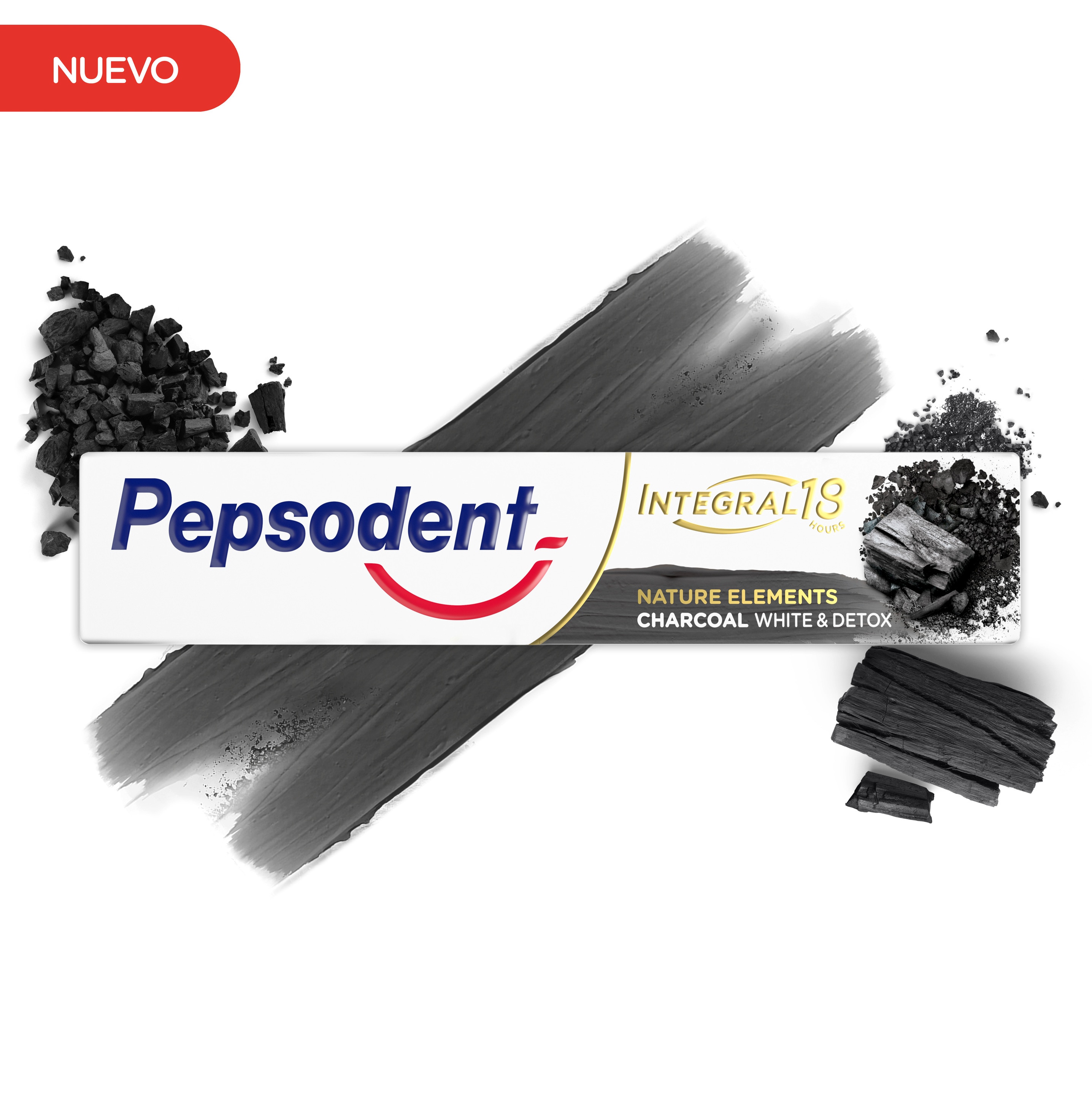 Primer plano caja pasta Pepsodent Integral 18 Carbón
