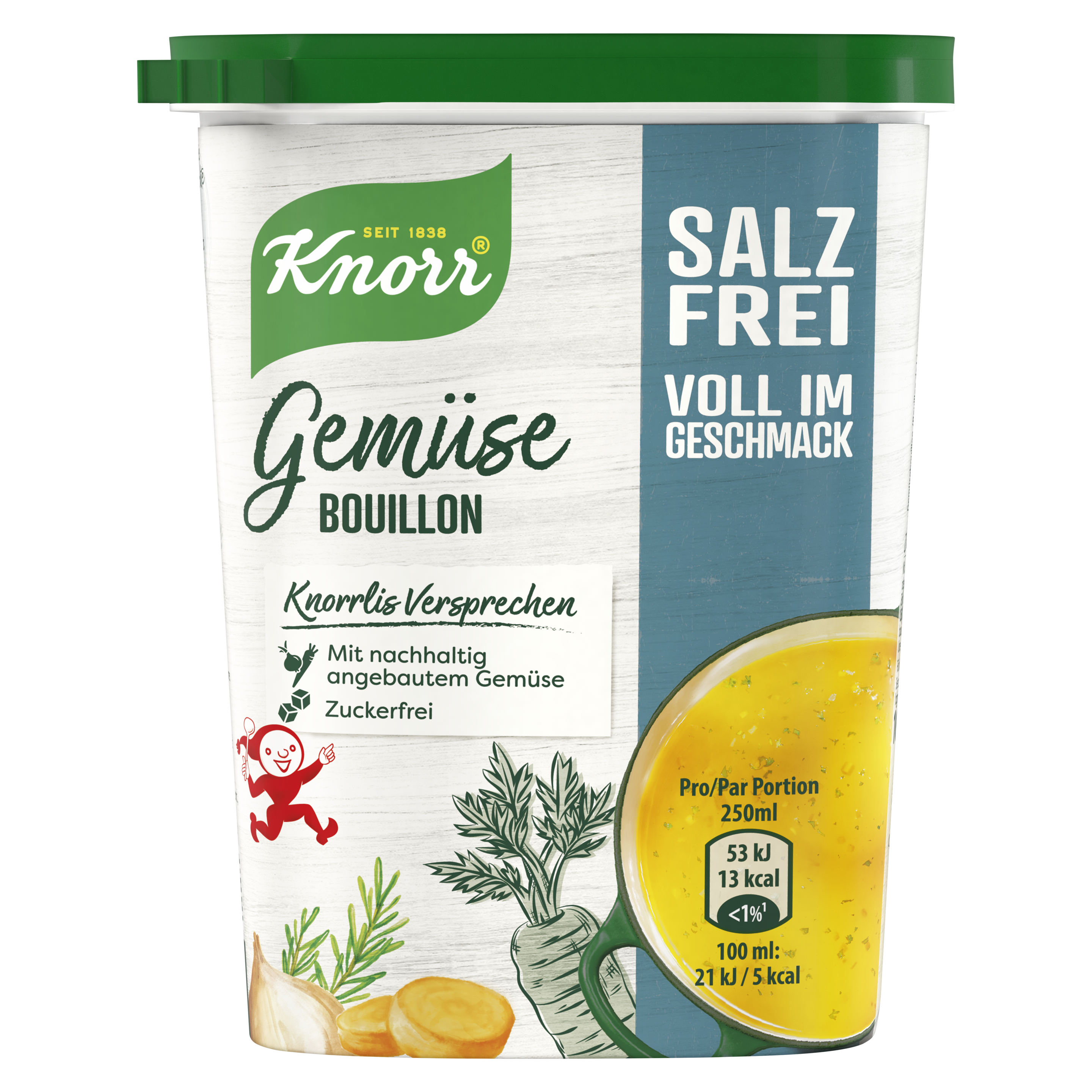 KNORR Gemüse Bouillon Granulat salzfrei 160g Dose