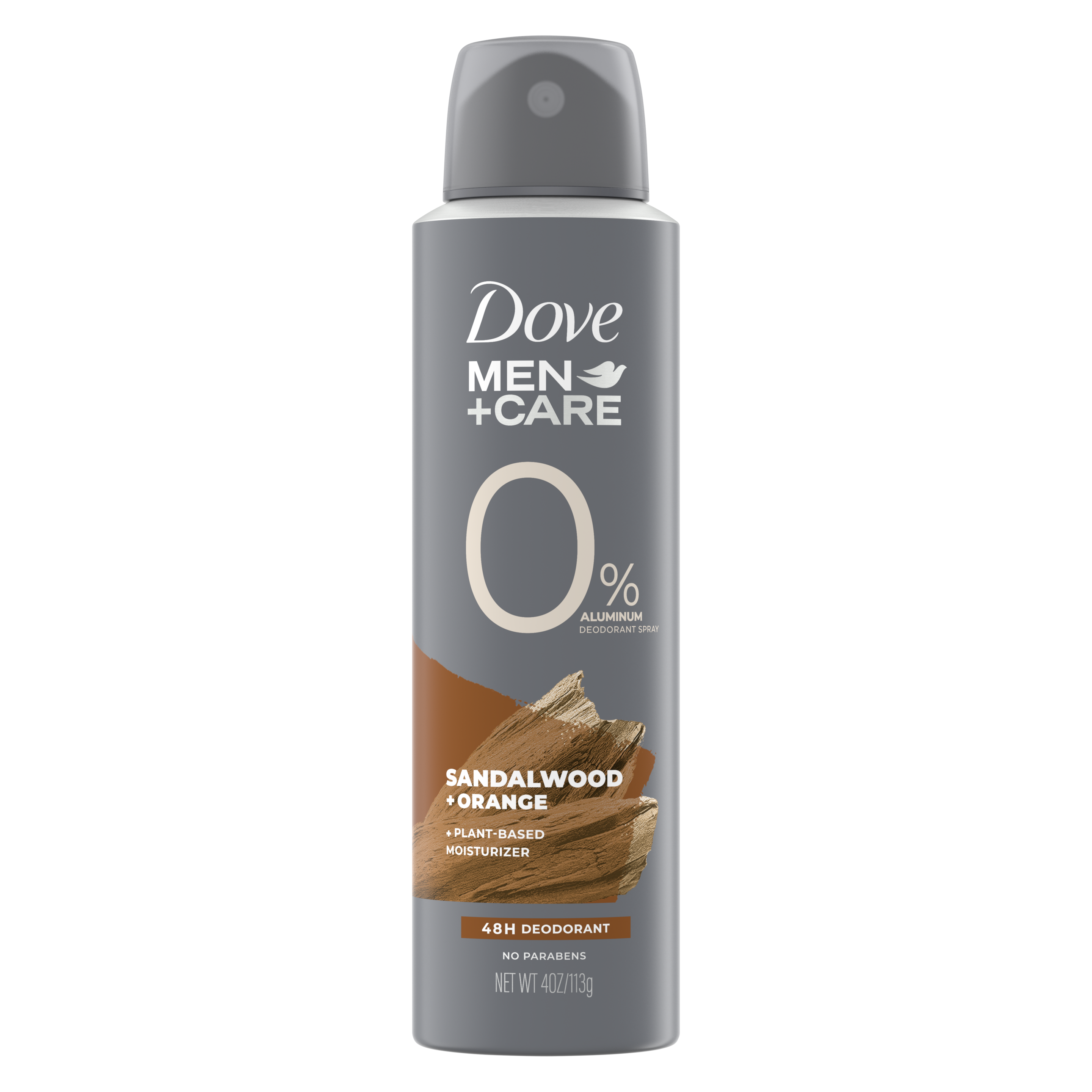 Dove Men+Care Sandalwood + Orange Aluminum Free Deodorant Spray  4oz front