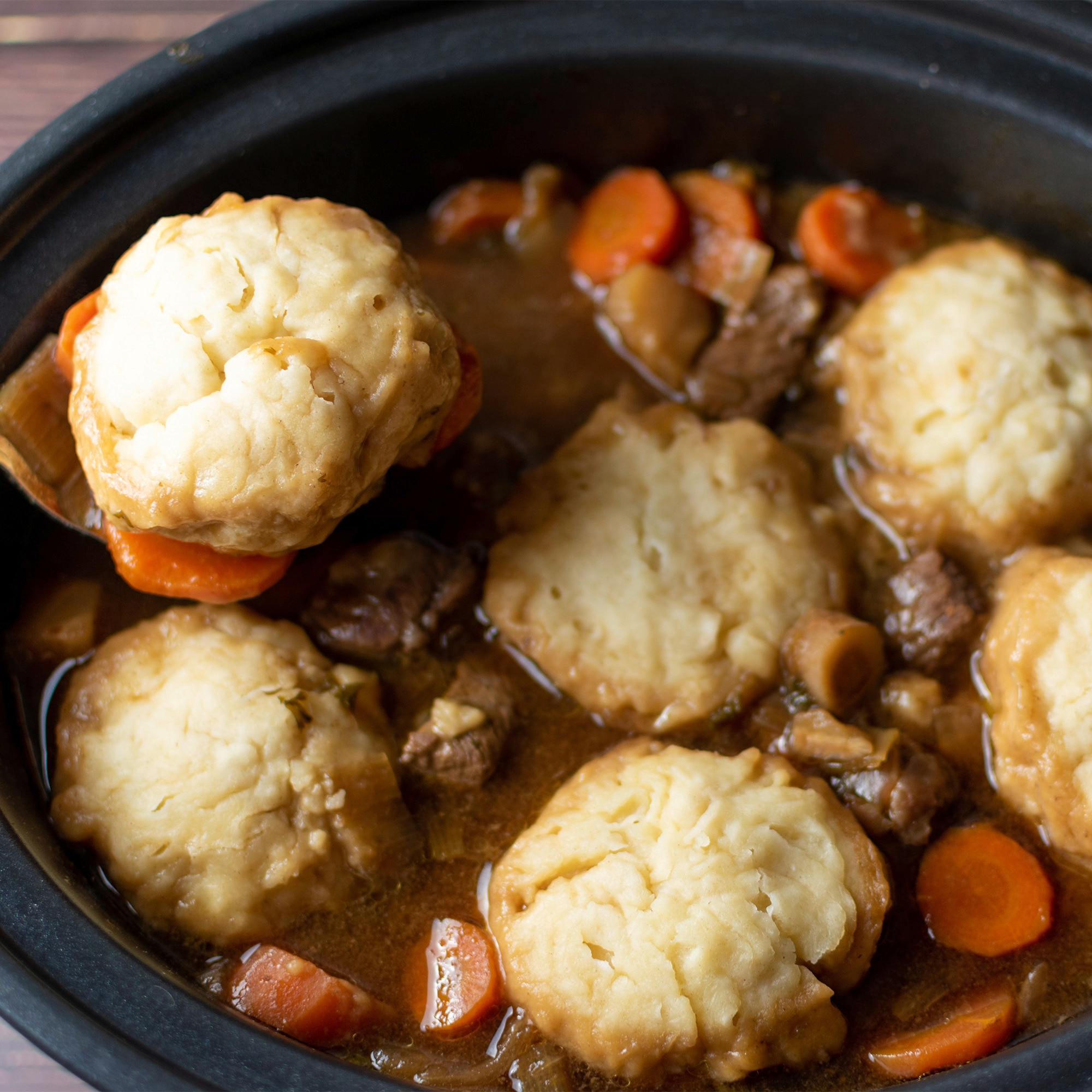 homemade stew with dumplings