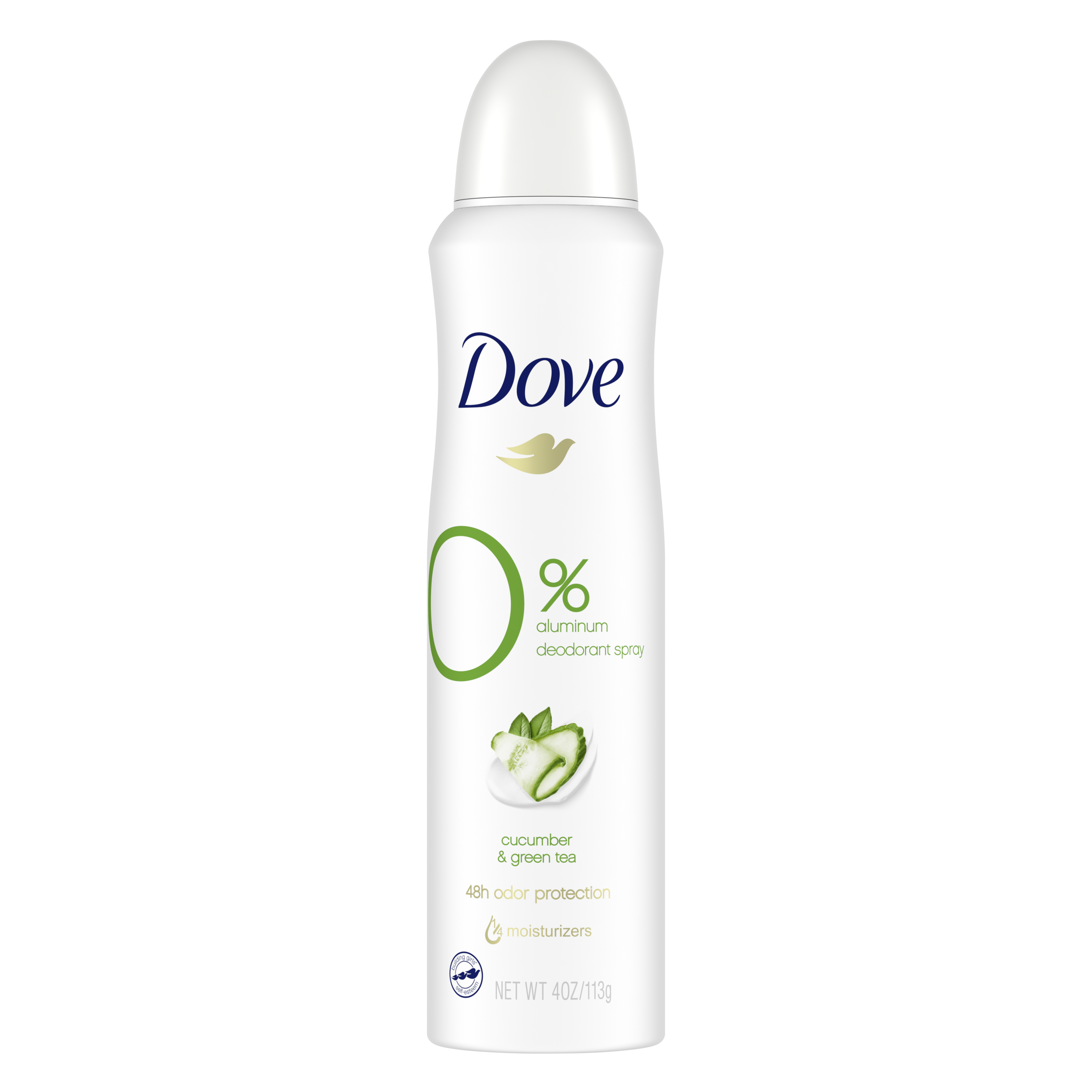 Dove 0% Aluminum Deodorant Spray Cucumber & Green Tea packshot