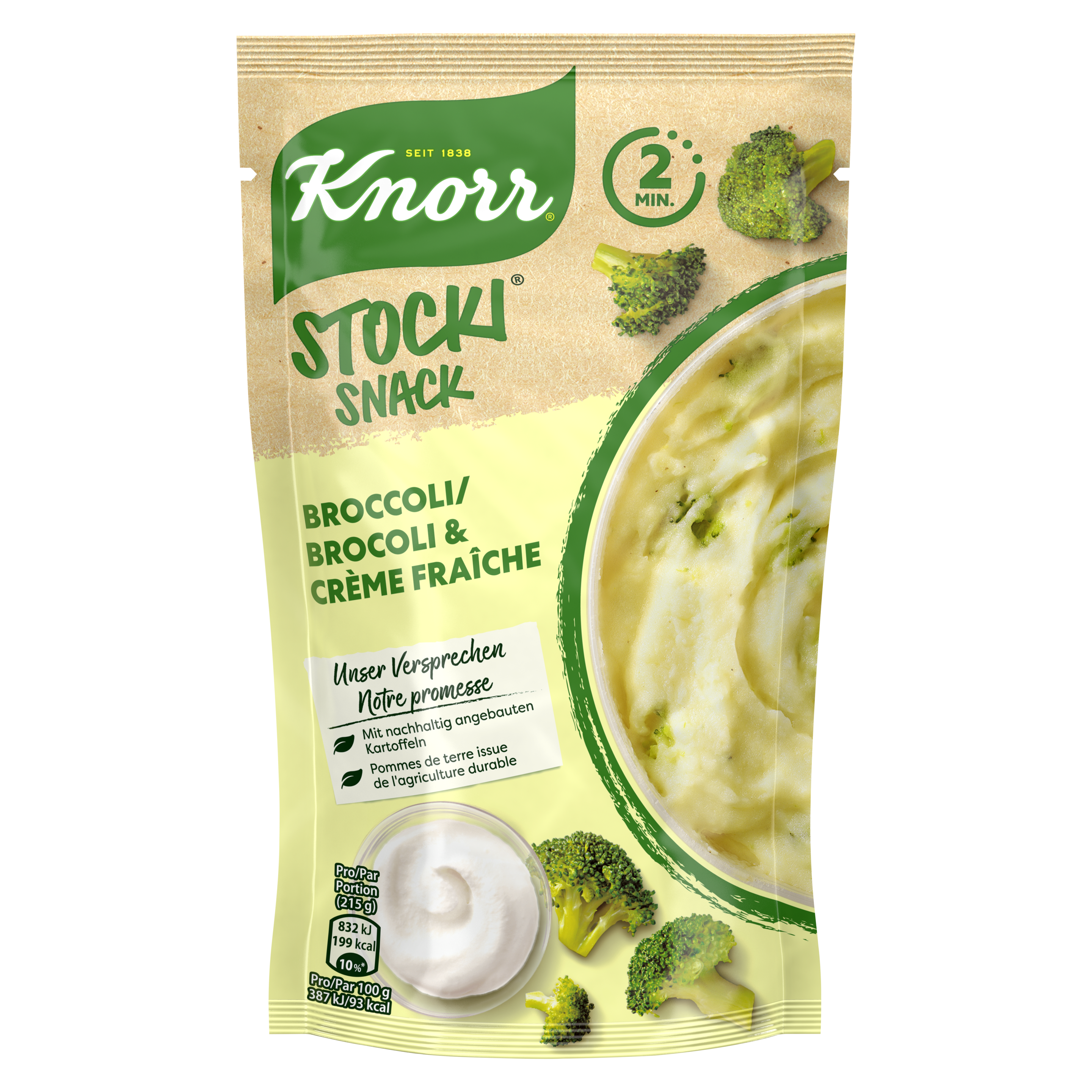 KNORR Stocki snack Brocoli et crème fraîche sachet 1 portion