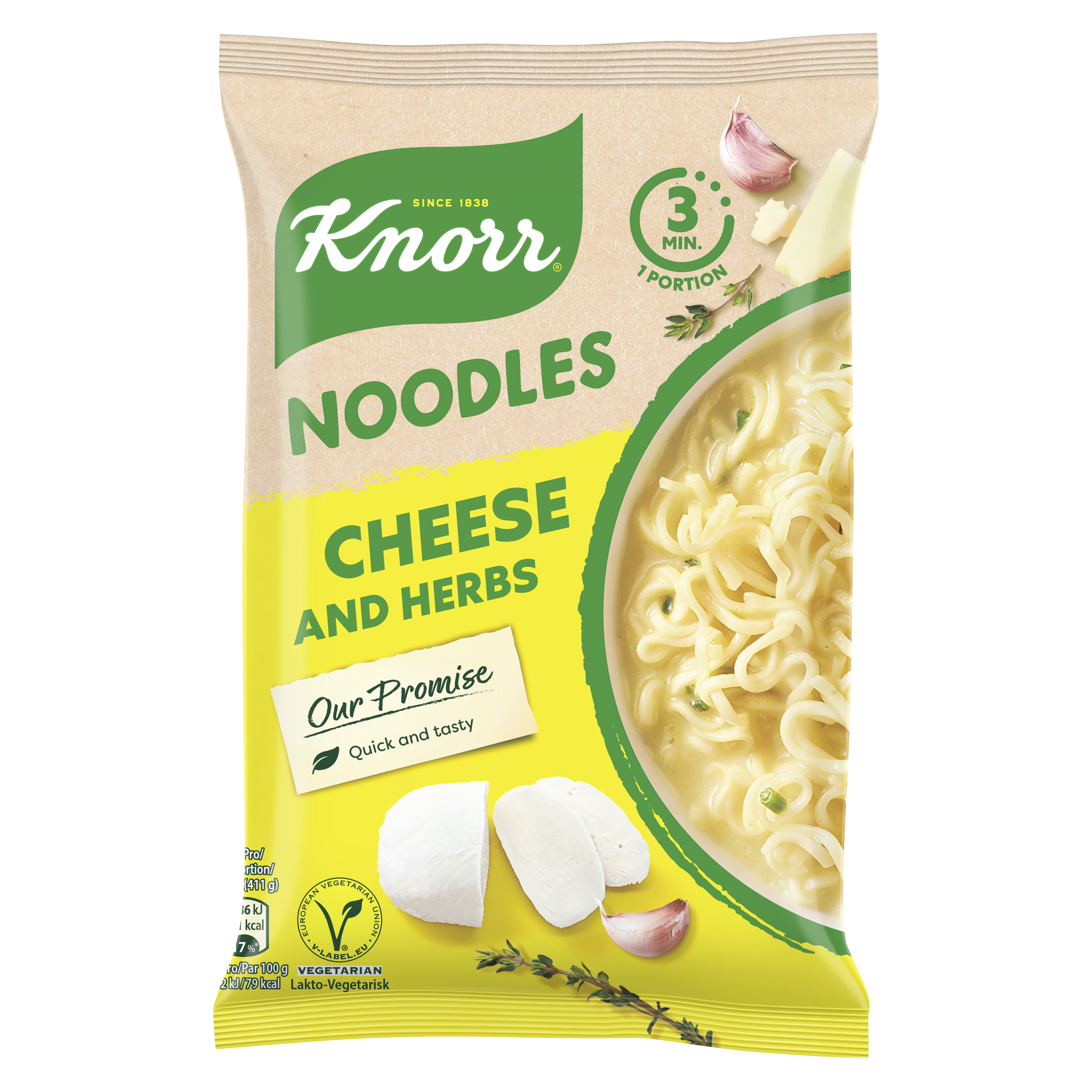 KNORR Noodles Cheese and Herbs Beutel 1 Portion