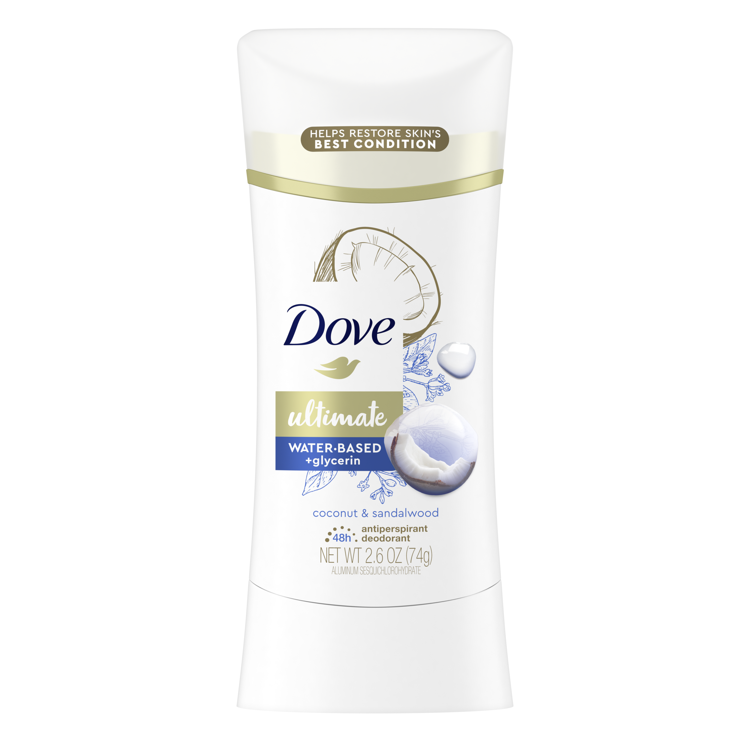 Dove Ultimate Antiperspirant Deodorant Stick Coconut and Sandalwood 2.6oz