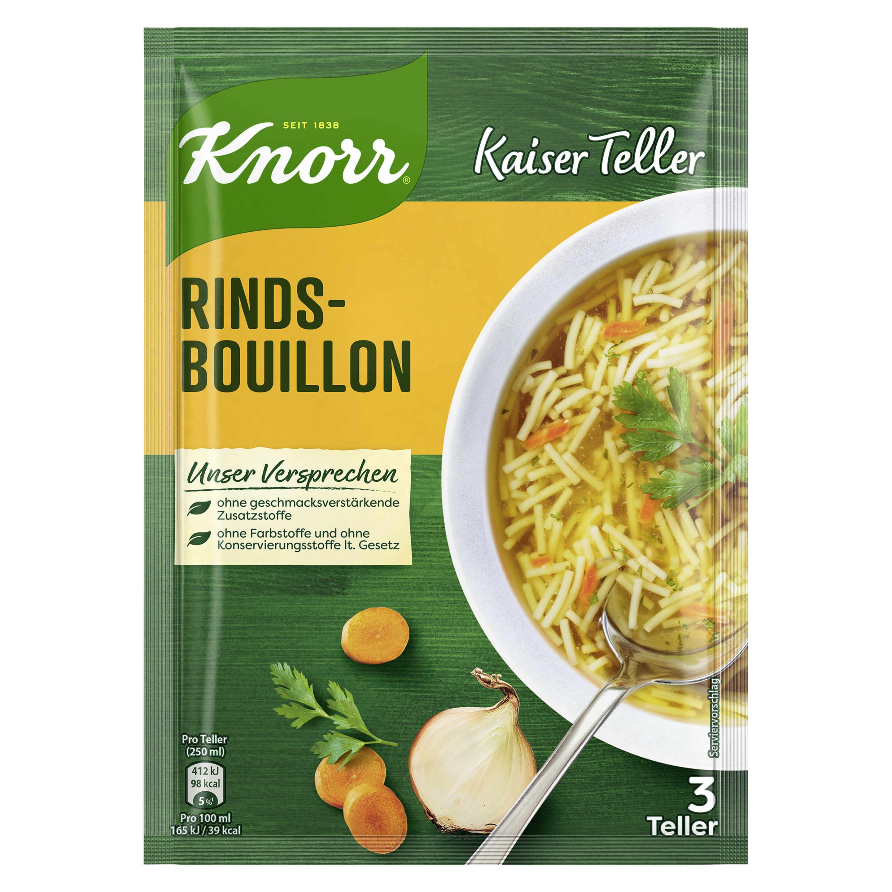 Knorr Kaiser Teller Rindsbouillon mit Eiernudeln Suppe 3 Teller