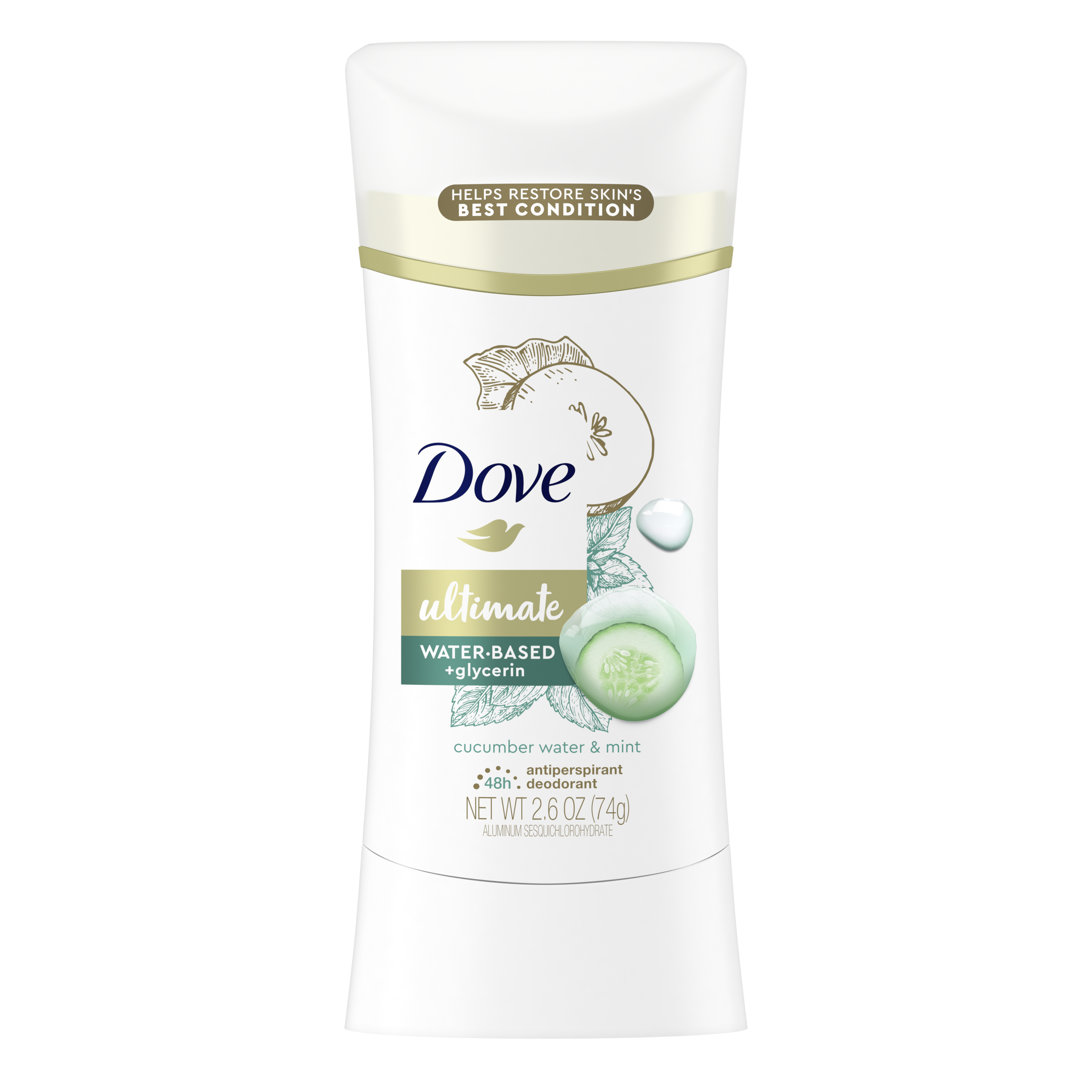 Dove Ultimate Antiperspirant Deodorant Stick Cucumber Water and Mint 2.6oz