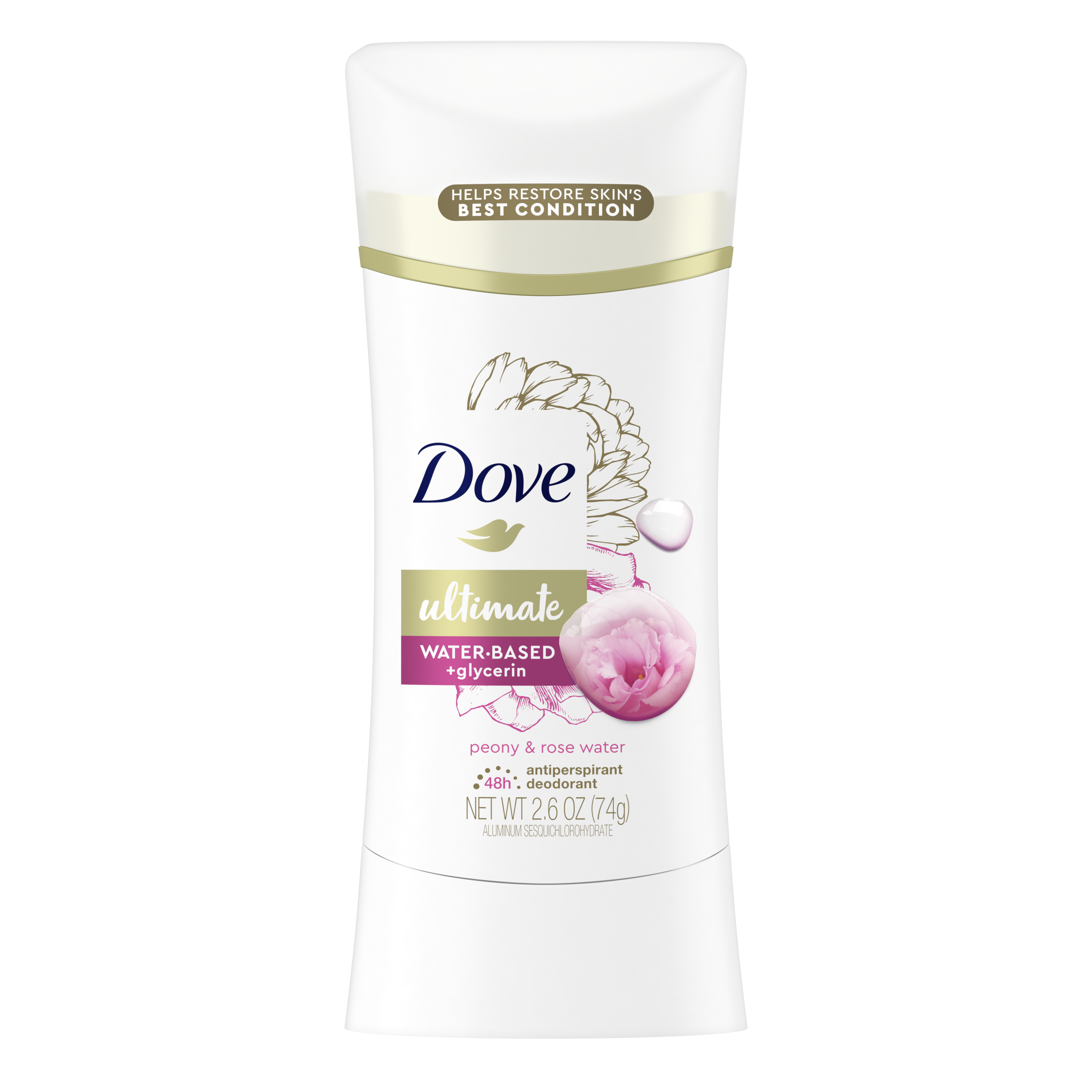 Dove Ultimate Antiperspirant Deodorant Stick Peony and Rose Water 2.6oz