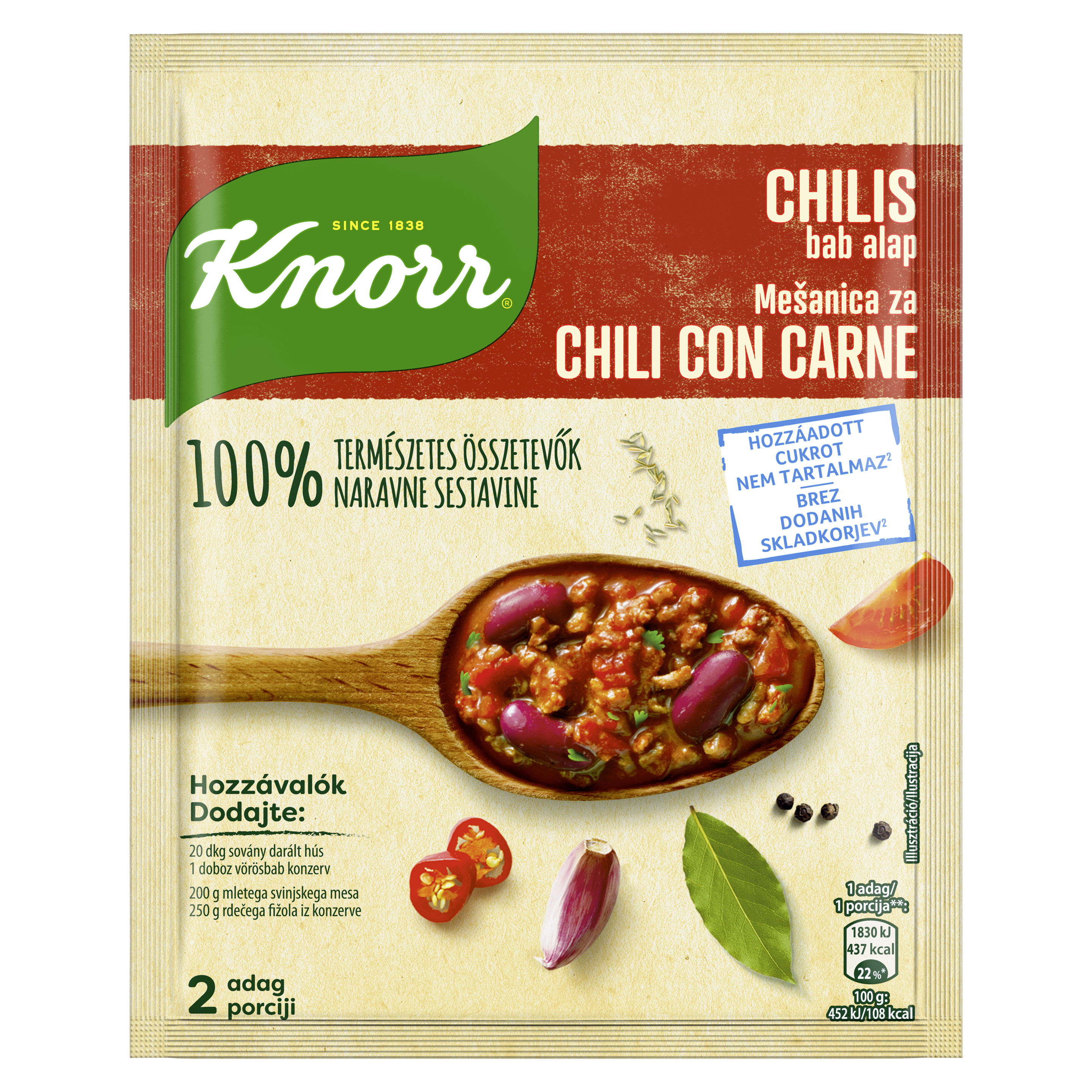 Knorr 100% Természetes Chilis bab alap 64g packshot