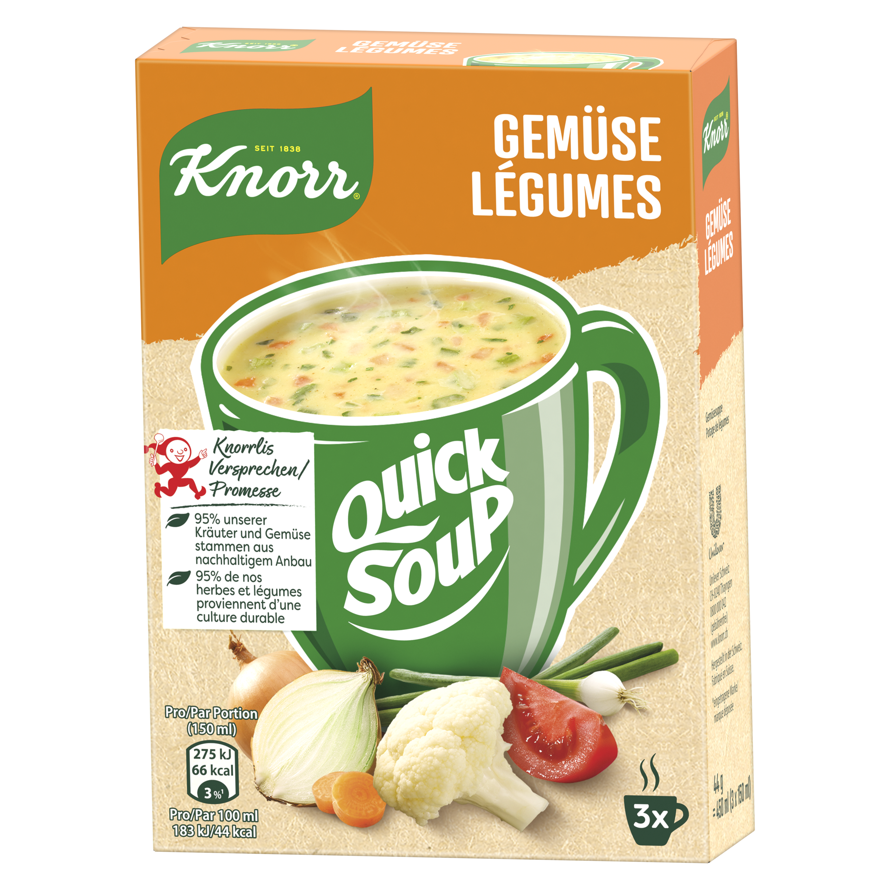 KNORR Quick Soup Gemüse Packung 3 x 1 Portion