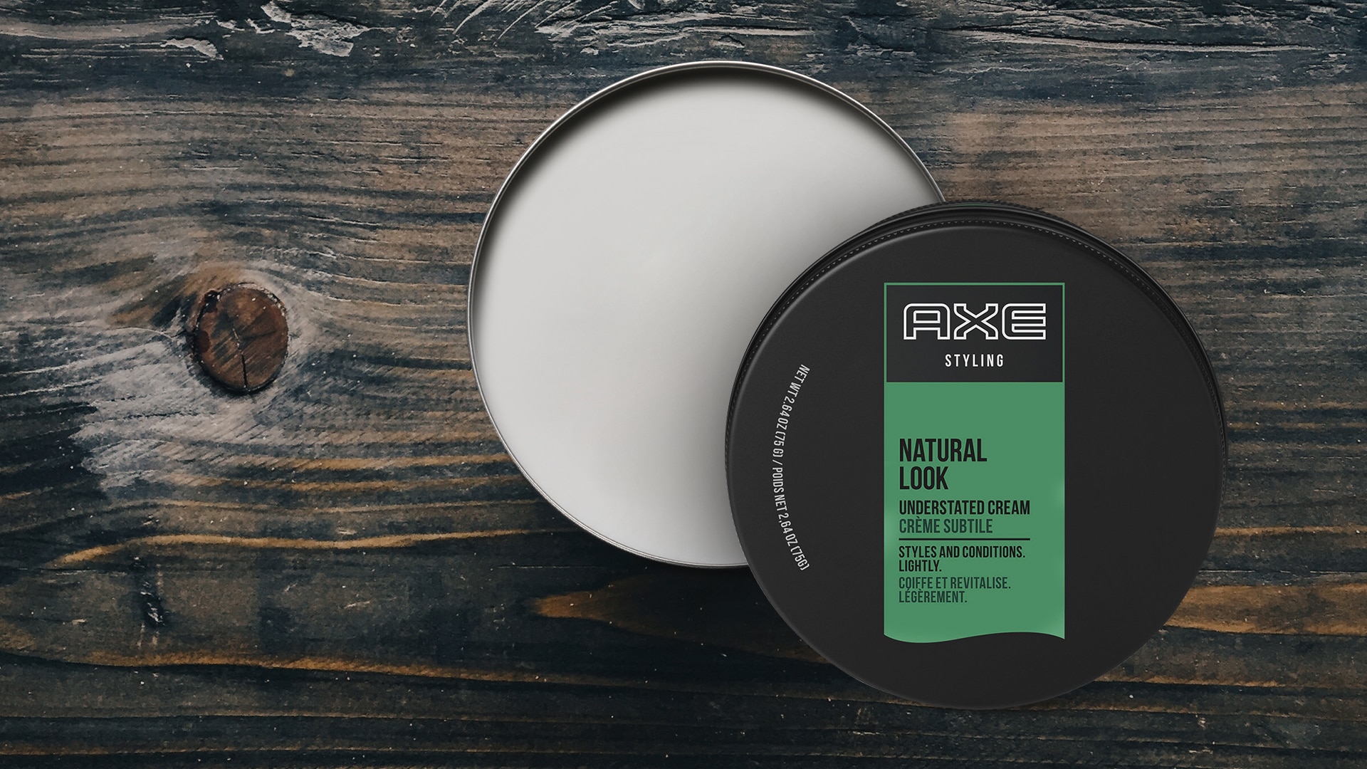 Axe’s natural look, understated cream. 