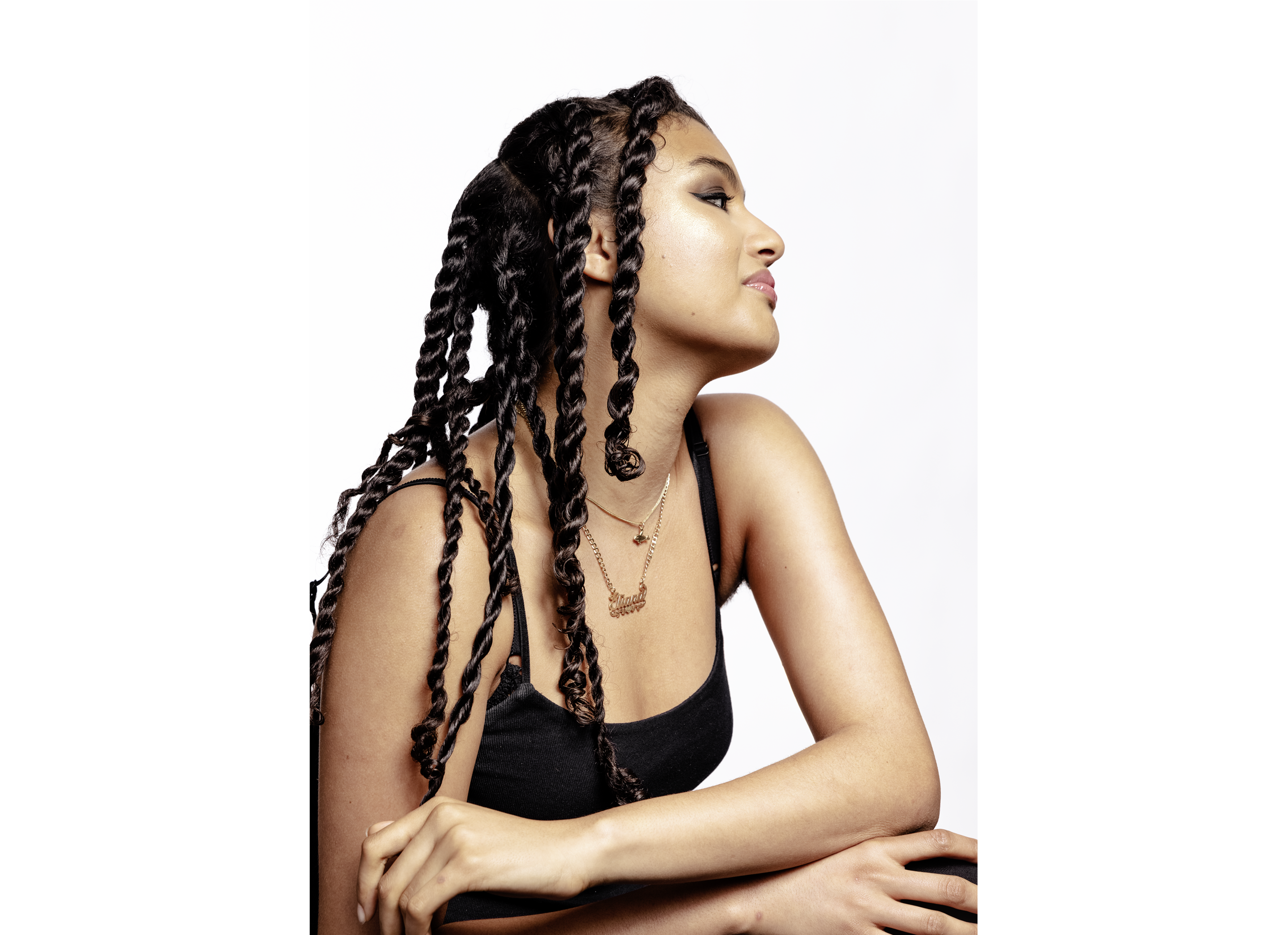 Woman with a flat twist updo