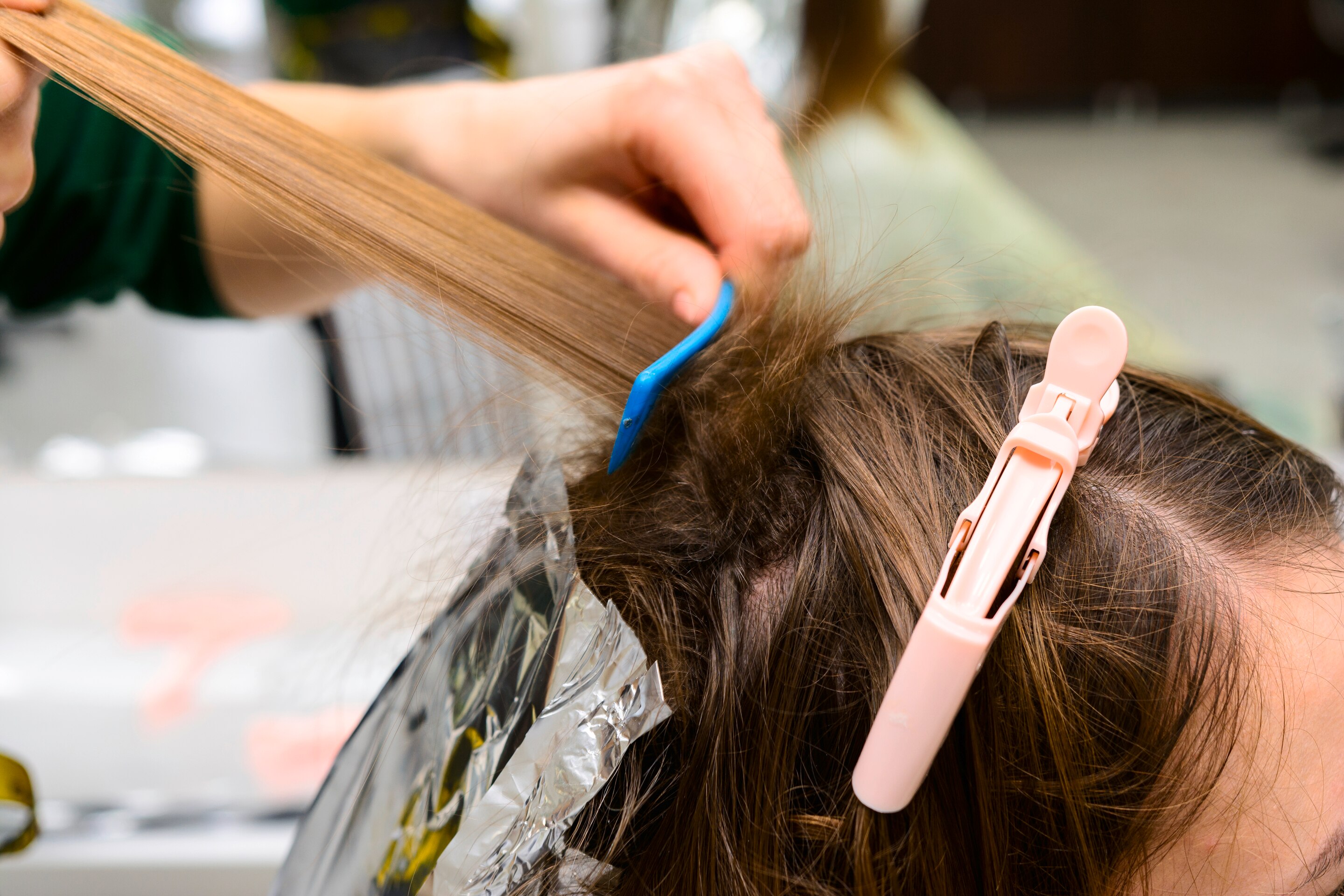 Sectioning hair in preparation for bleaching