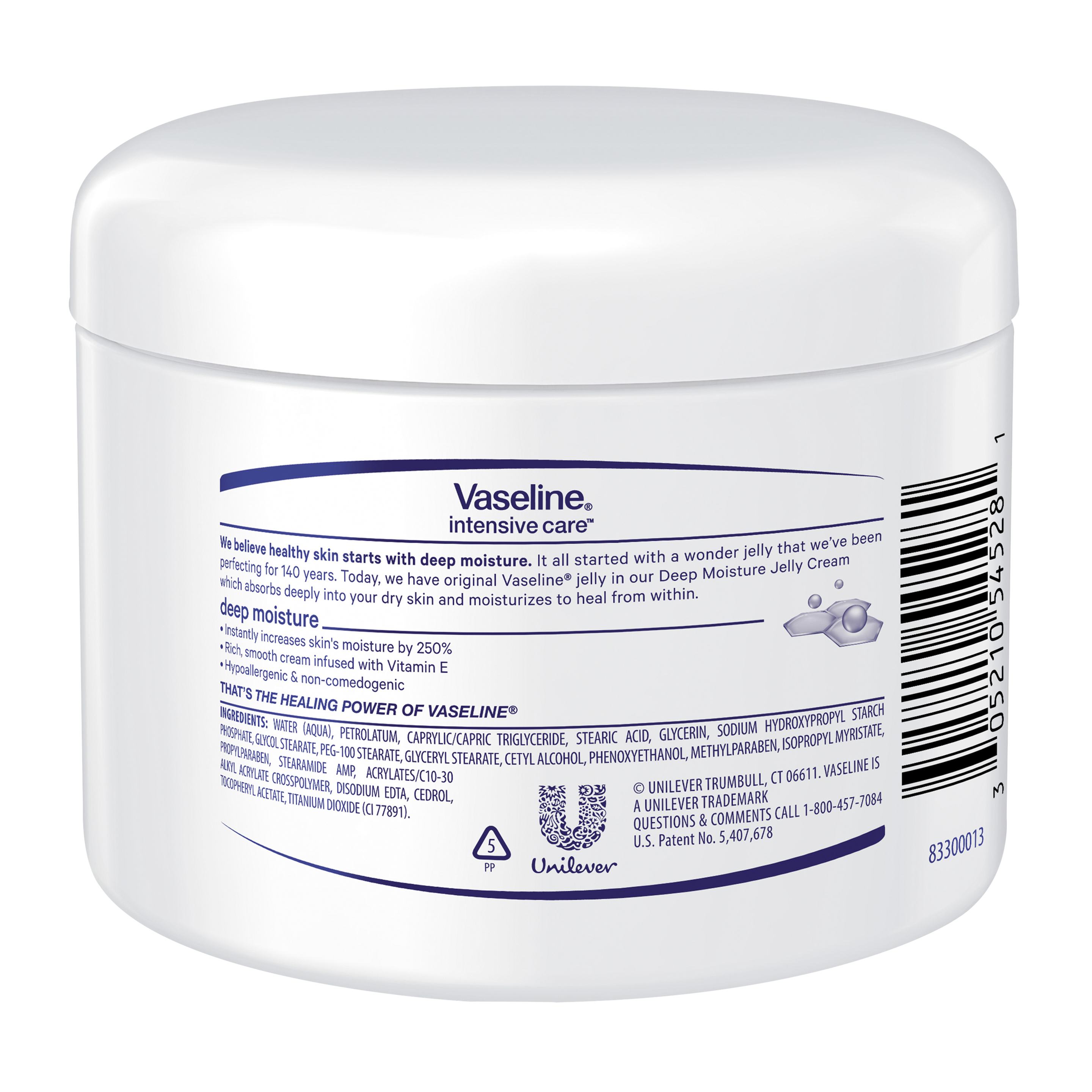 Vaseline® Intensive Care™ Deep Moisture Jelly Cream back of pack