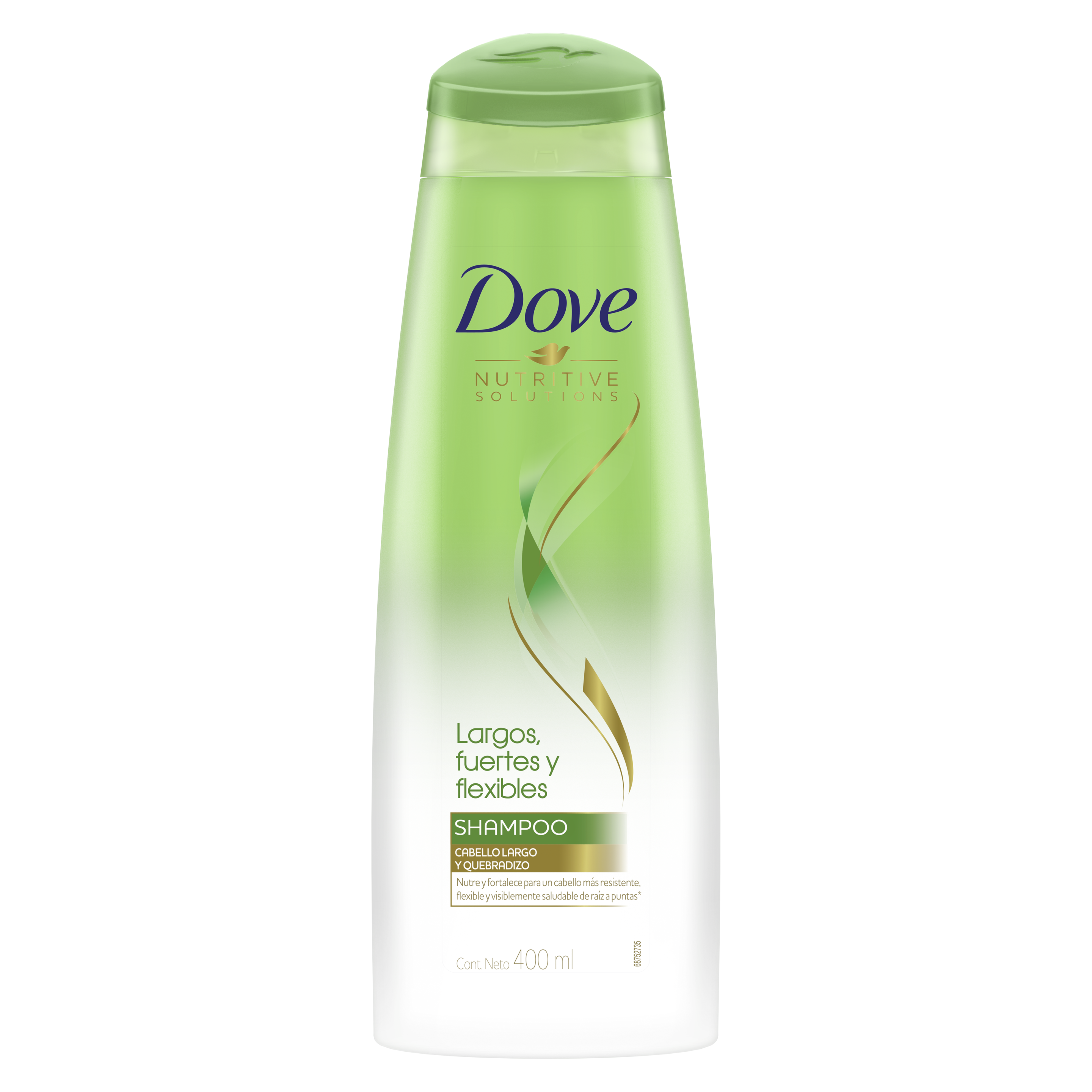 Envase Dove Shampoo Largos Fuertes y flexibles - Shampoo para pelo largo