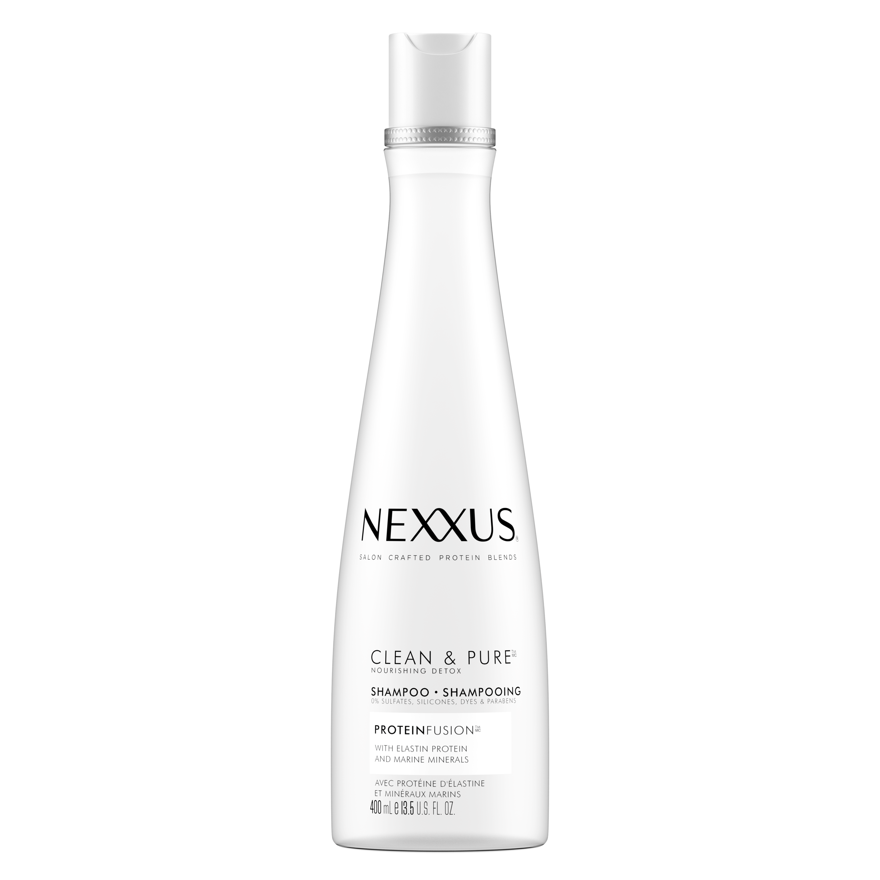 Étiquette de front du shampooing Nexxus Clean & Pure Nourishing Detox 400 mL