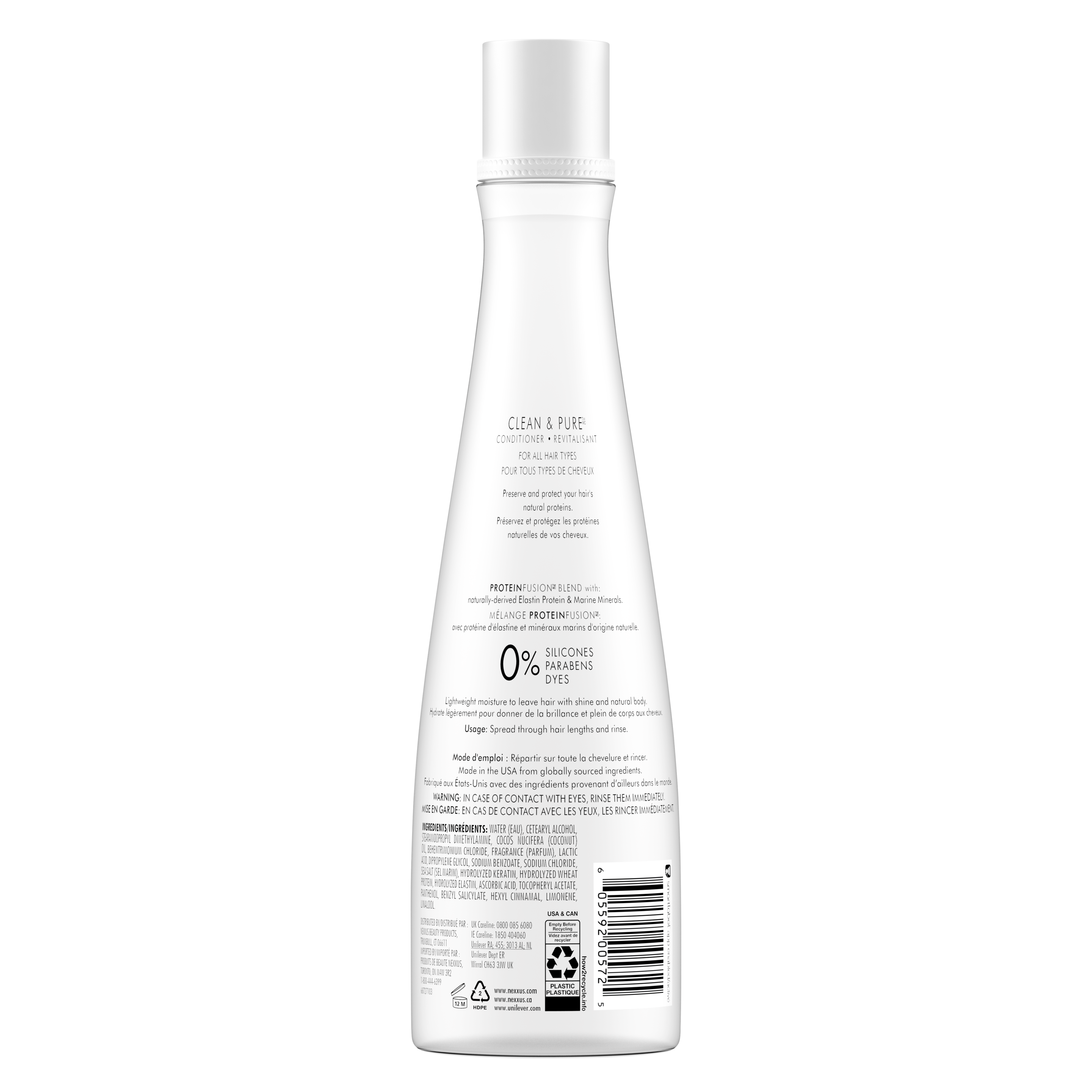 étiquette de dos du revitalisant Nexxus Clean & Pure Nourishing Detox 400 mL