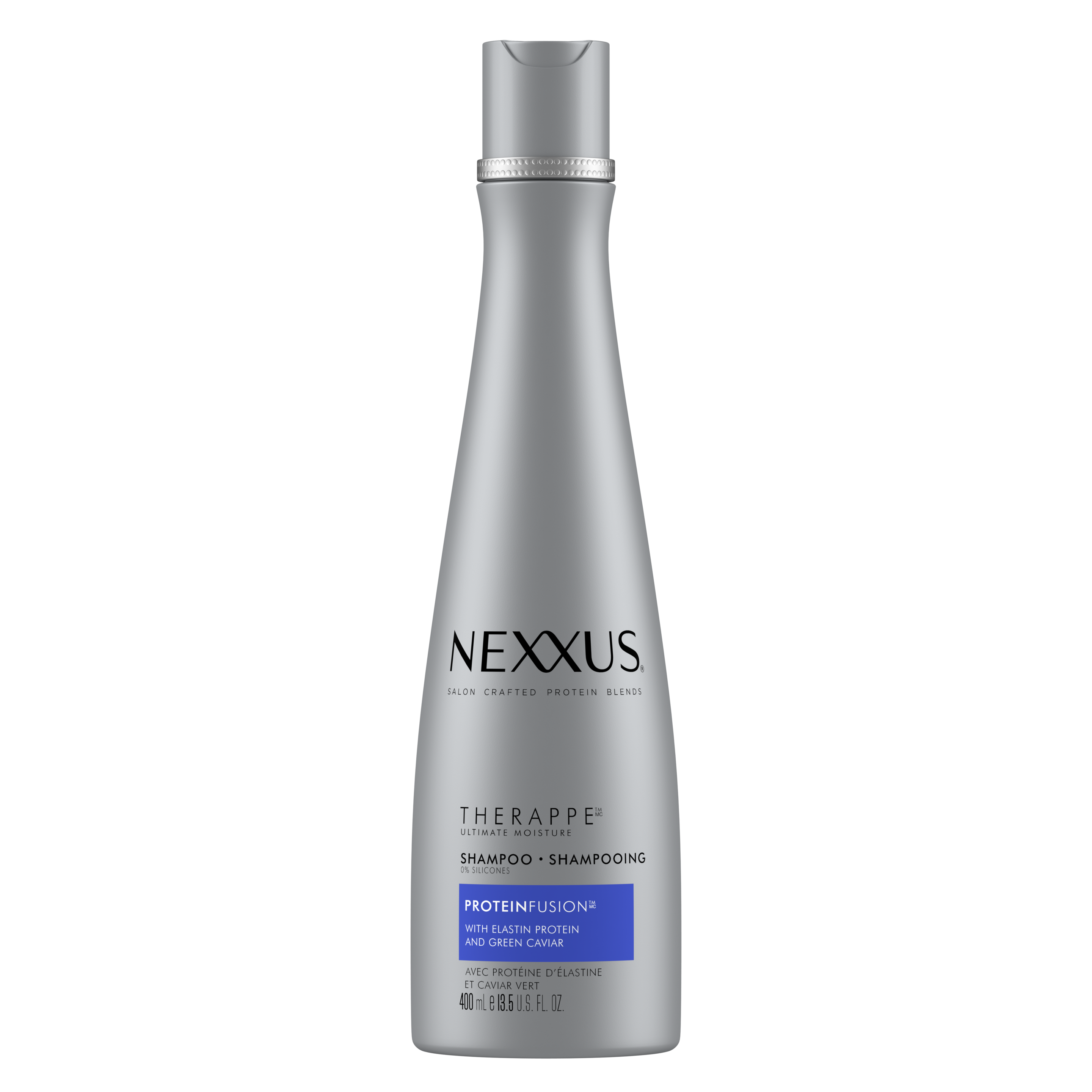 Front of shampoo pack Nexxus Therappe Shampoo for frizzy hair 400ml
